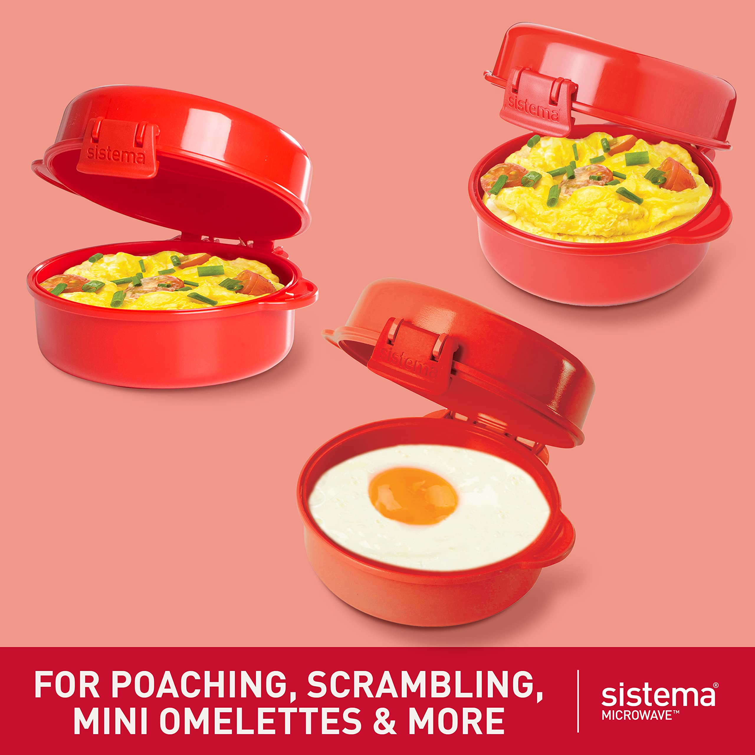 Sistema Easy Eggs Microwave Egg Cooker - 270 ml Capacity | Steam Release Vent | Red | 1 Count