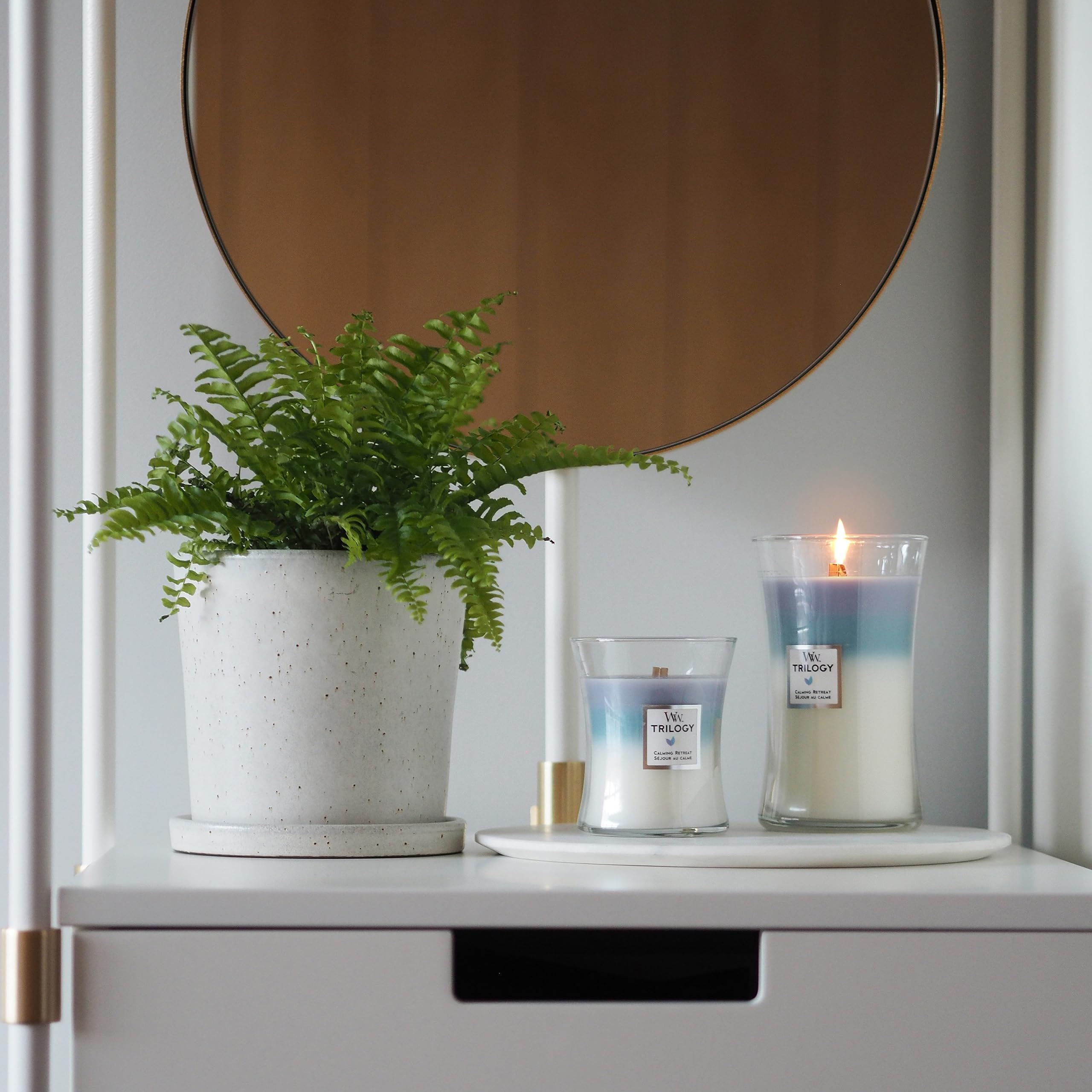 WoodWick Medium Hourglass Trilogy Scented Candle - Calming Retreat | Crackling Wooden Wick 6