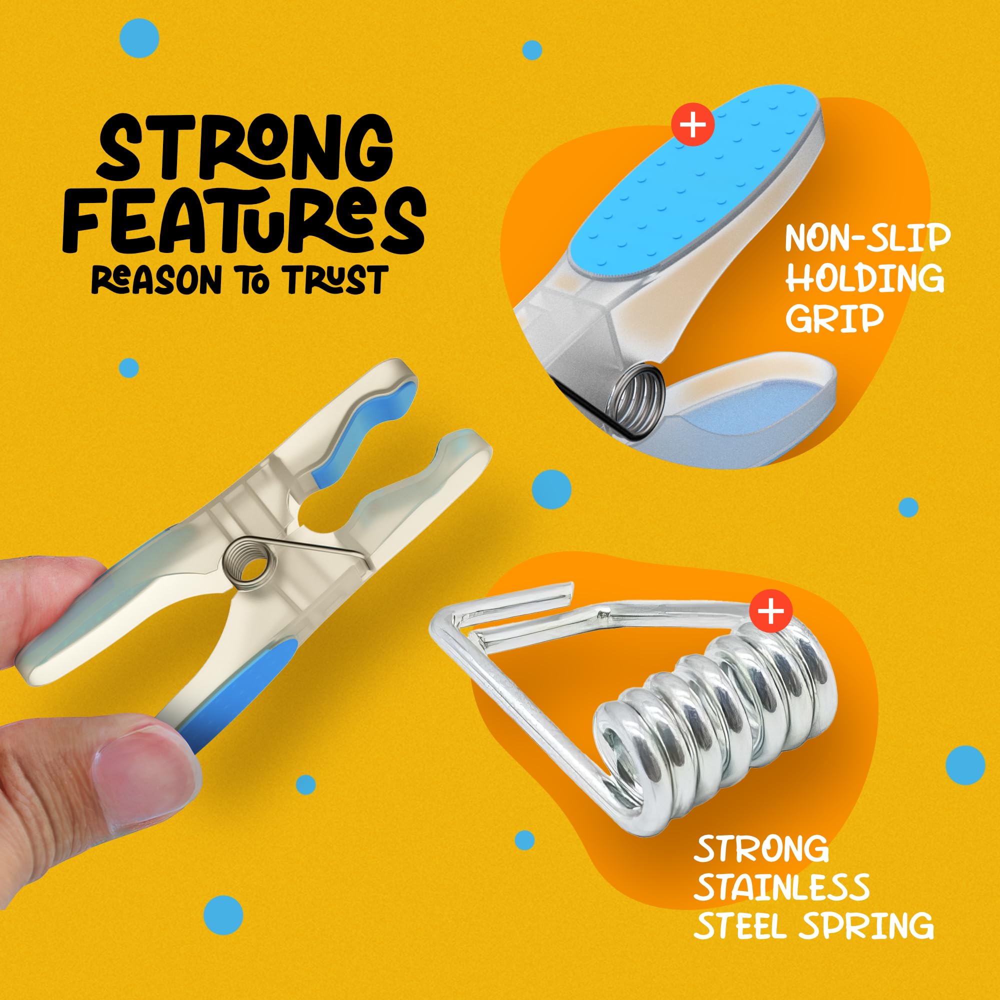 PORTENTUM Clothes Pegs with Non-Slip Silicone Grip - 20 Pack Multicolour | Weather-Resistant Plastic 4