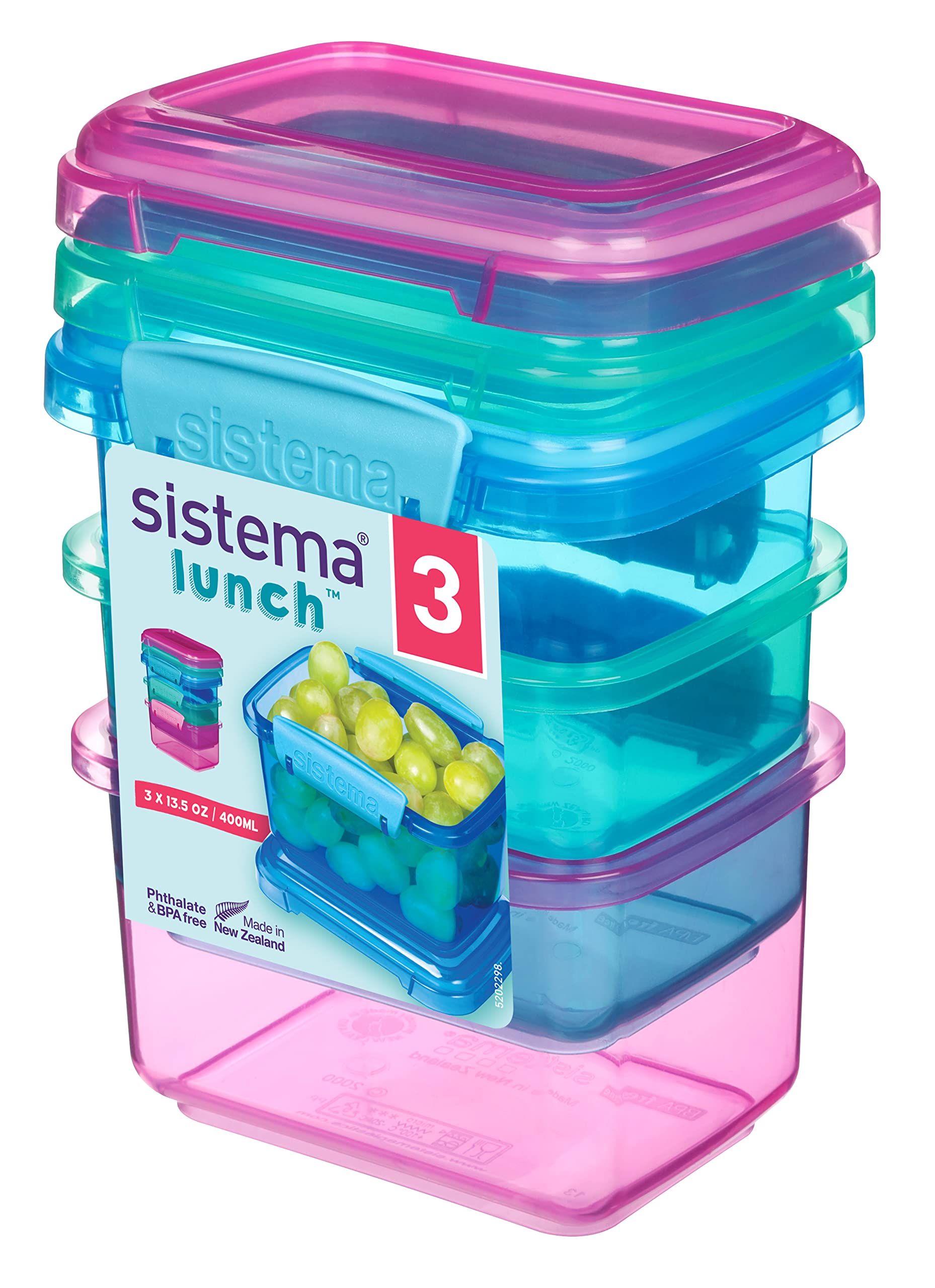 Sistema Snack Pots Food Storage Containers - 400 ml Capacity | 3 Count | Assorted Colours | BPA-Free 1