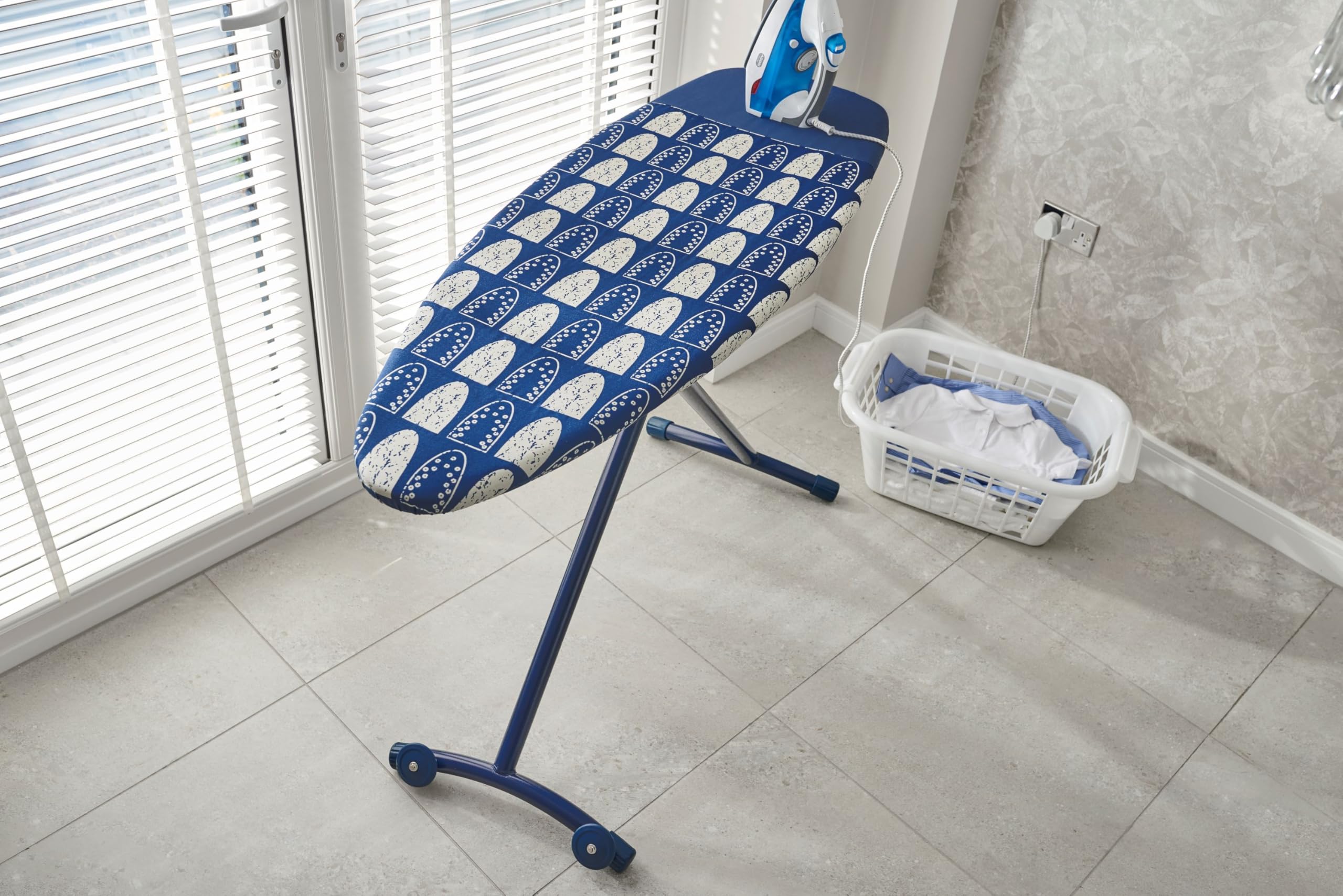 Addis Deluxe Ironing Board Cover - Heat Resistant Cotton | Fits Boards up to 135cm x 46cm | Navy/White 8