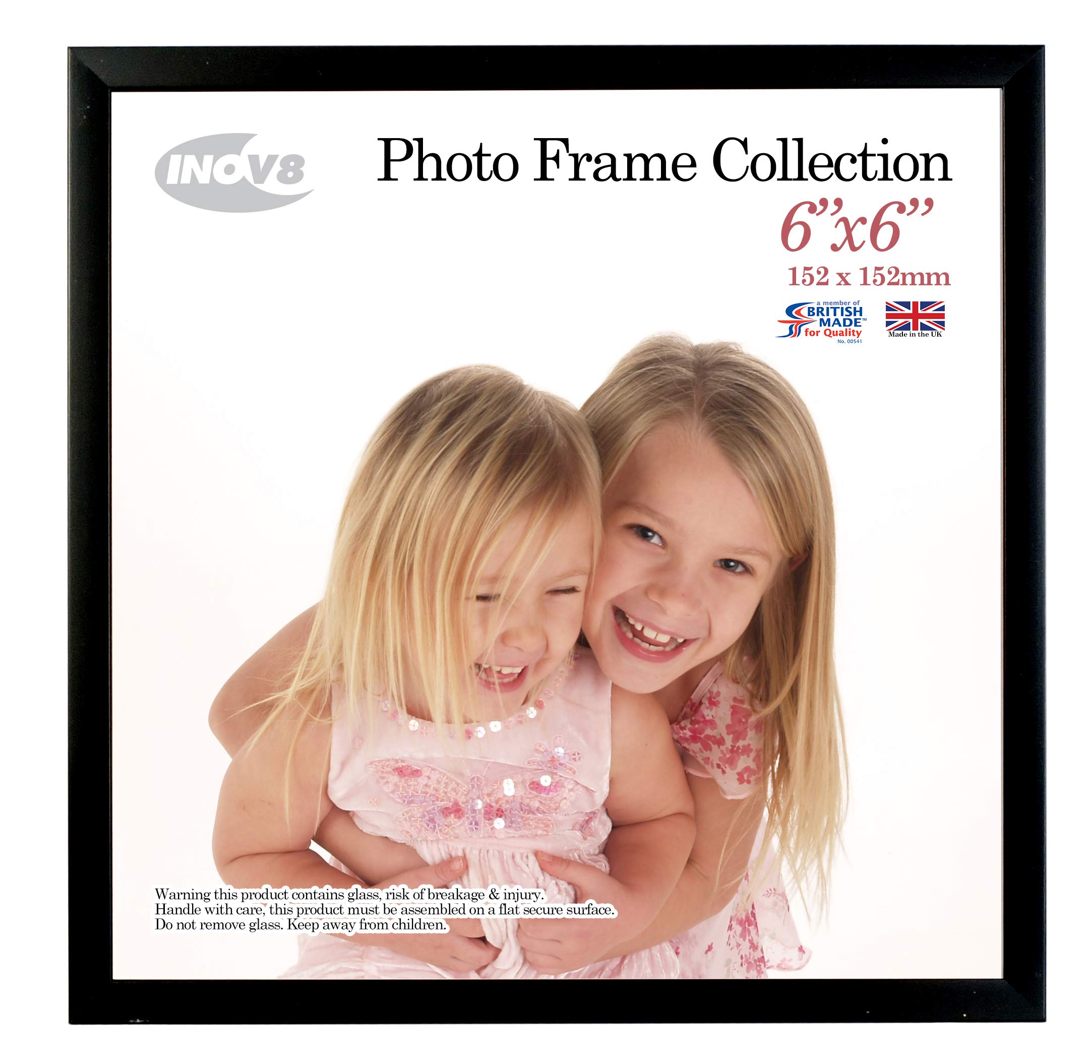 INOV8 Traditional Picture Frame - 6x6 Inch | Satin Black Wood | Tabletop/Wall Mount 1