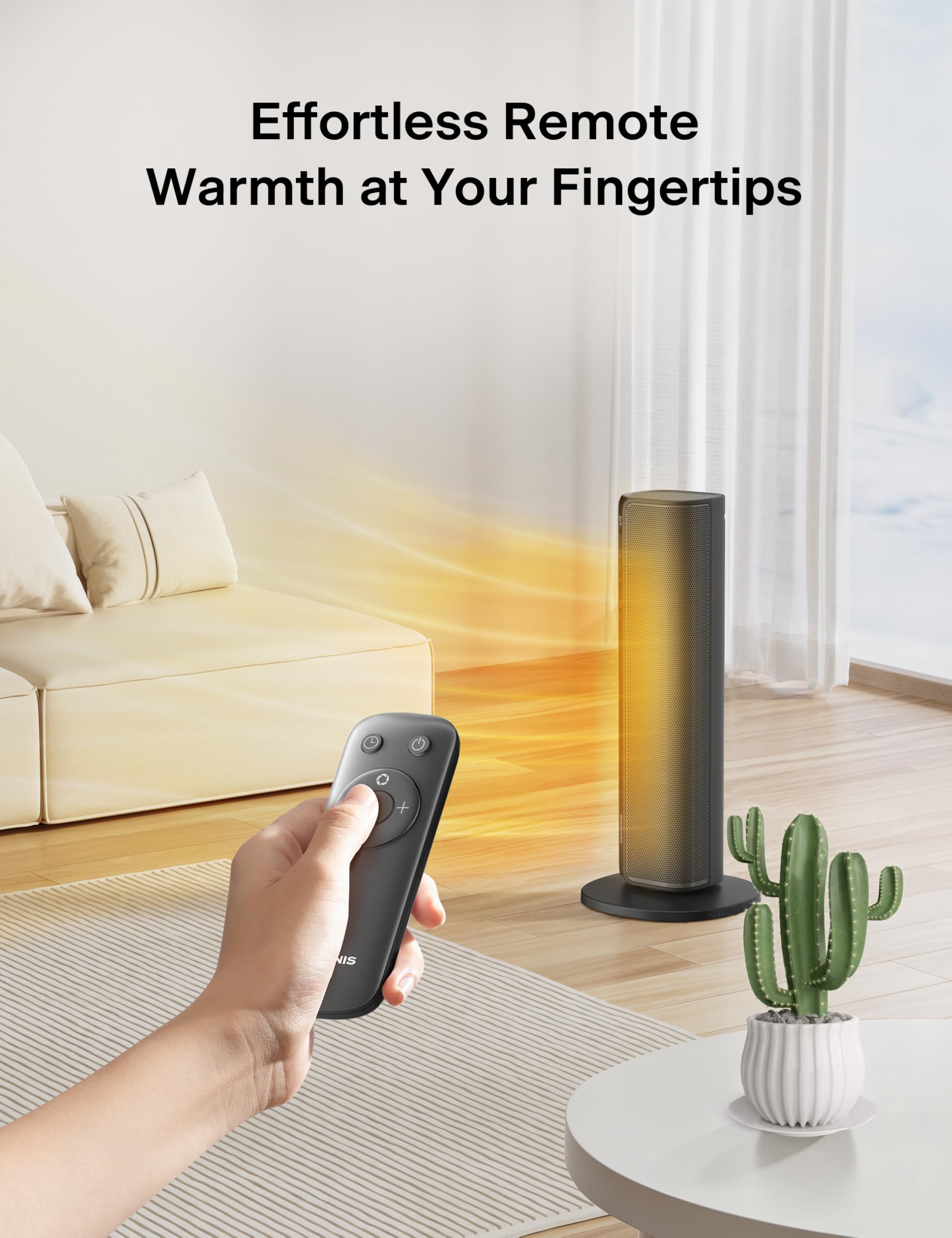 Pelonis Tower Heater Electric Fan 2000W with Remote Control | 75° Oscillation | Grey 3