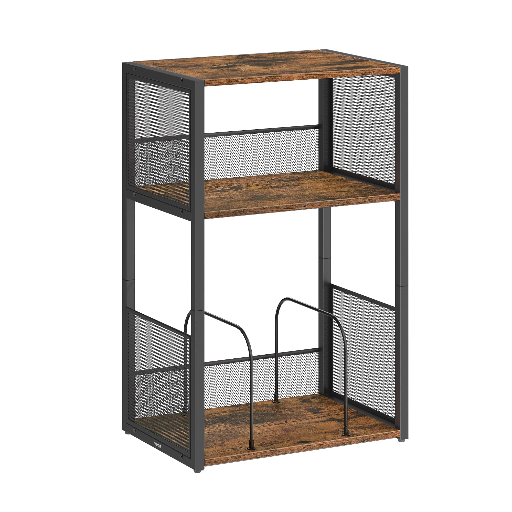 VASAGLE Record Player Stand - 3-Tier Side Table for Vinyl Storage | Rustic Brown | 30x43x69 cm 1
