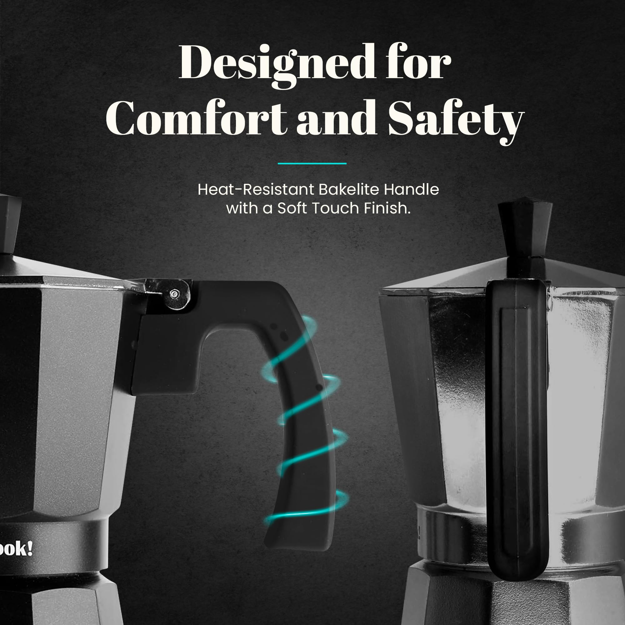 WECOOK! Luccia Italian Stovetop Coffee Maker - 1-3 Cup Capacity | Aluminium | Induction Compatible 6