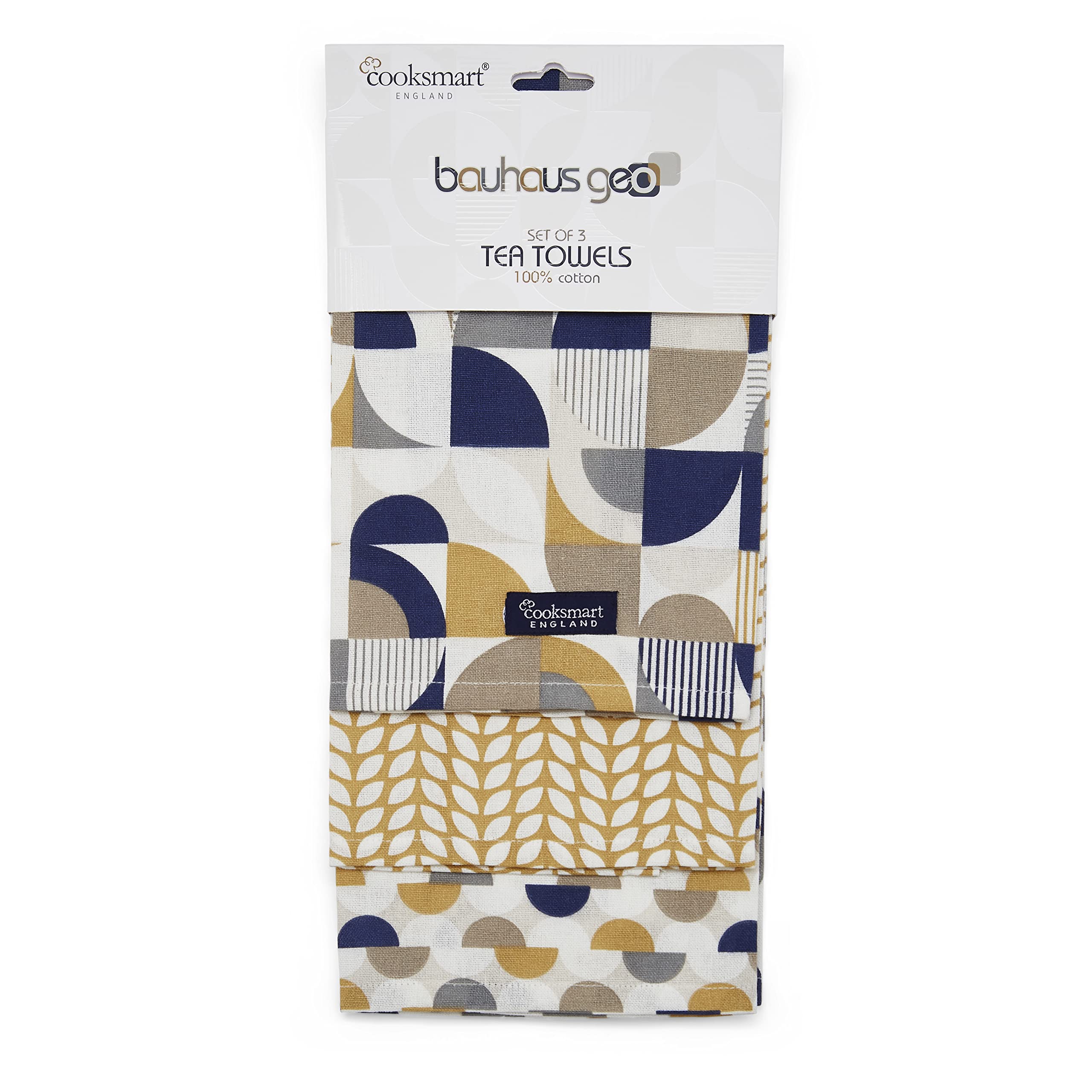 Cooksmart British Designed Pack of 3 Tea Towels | Baumwolle Material | Super Soft