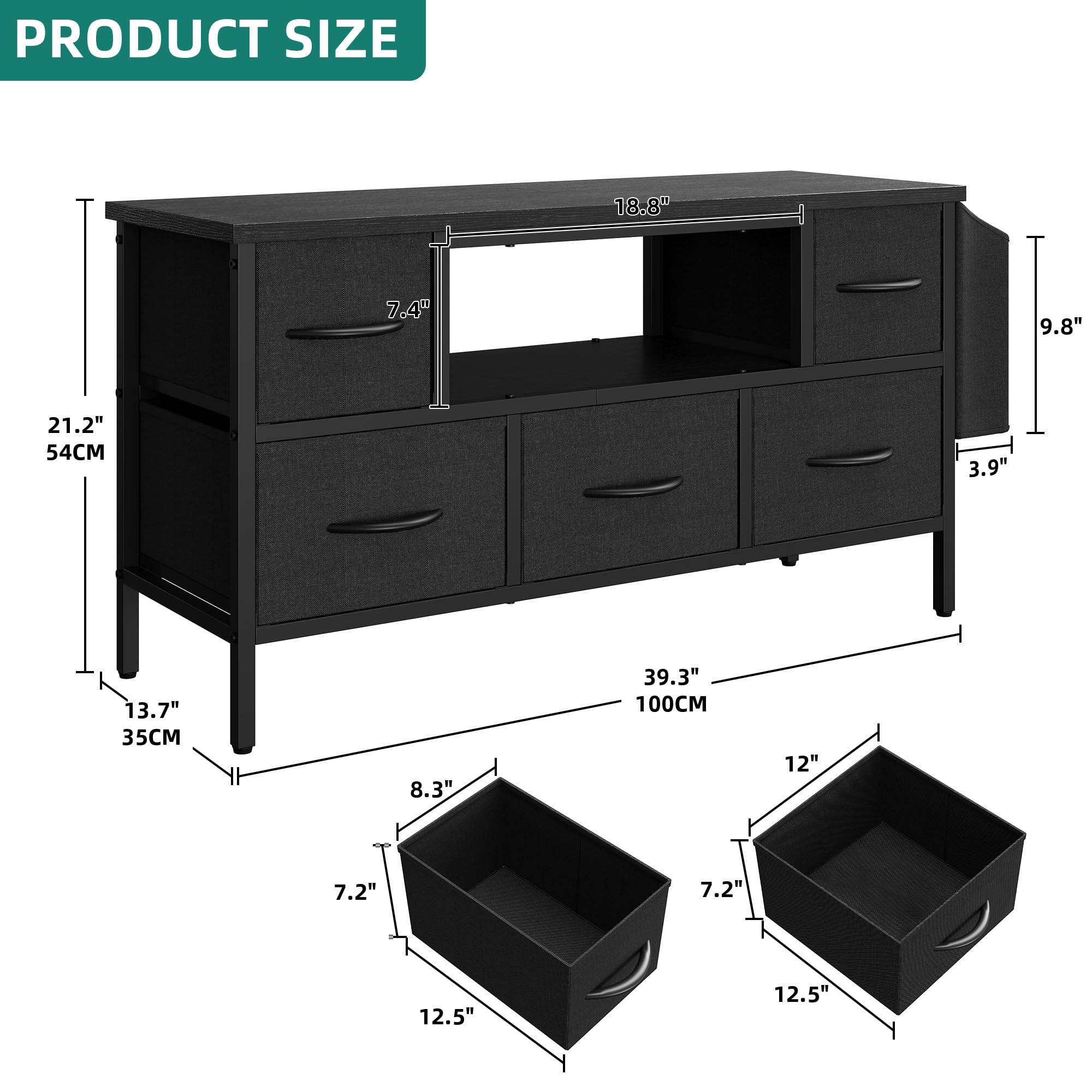 YITAHOME TV Stand Cabinet Unit with 5 Foldable Drawers & RGB LED Lights | Supports Up to 55 Inch TV 2