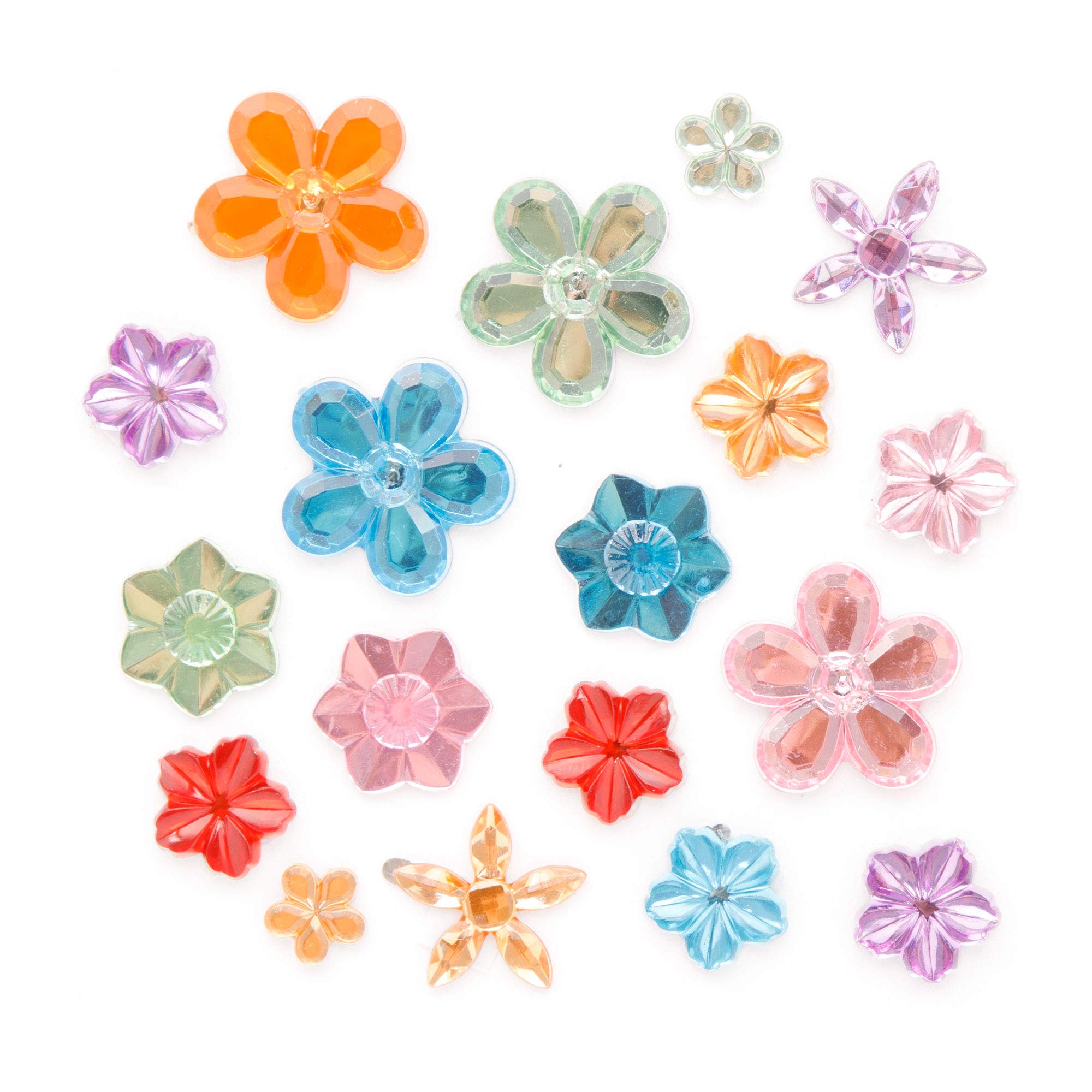 Baker Ross Self-Adhesive Acrylic Flower Jewels - Assorted Sizes 10mm-38mm | 180 Pieces 3