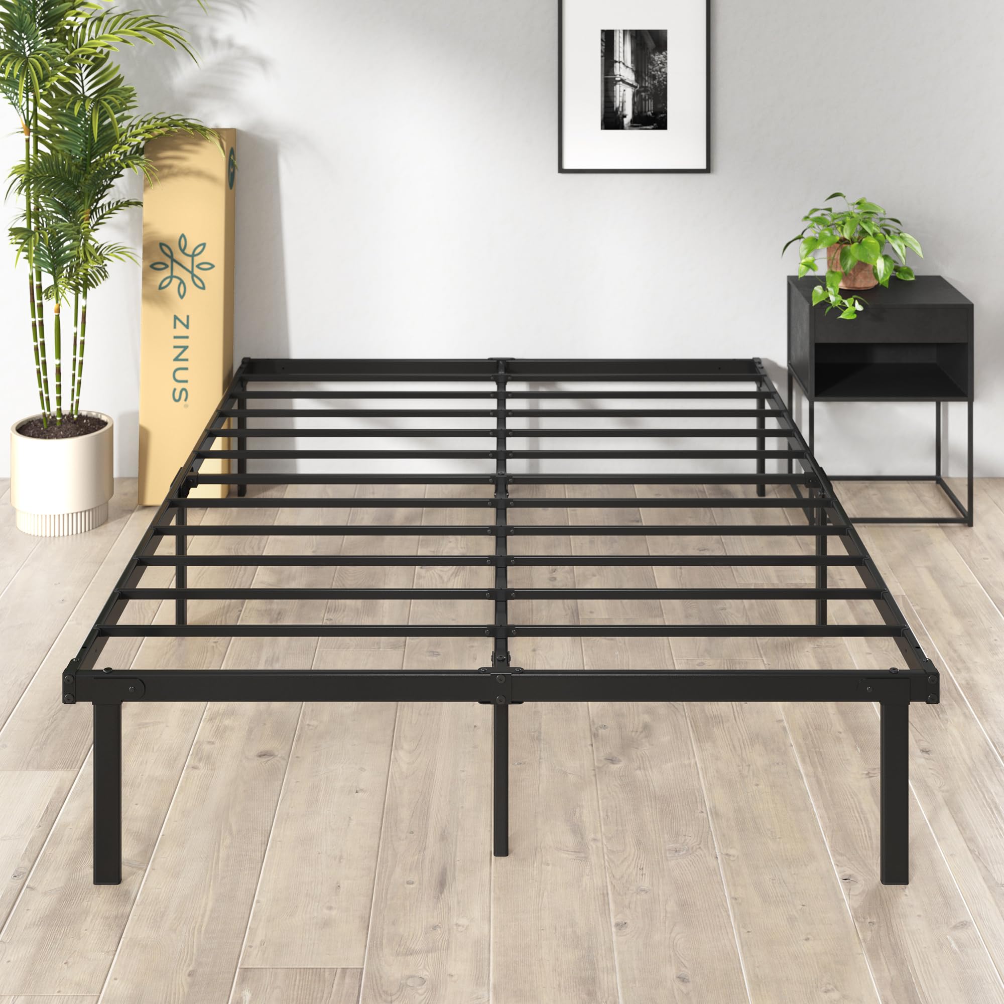 Zinus Caleb Double Bed Frame - 4ft6 (135 x 190 cm) - 14.2'' Height - Black Steel 8