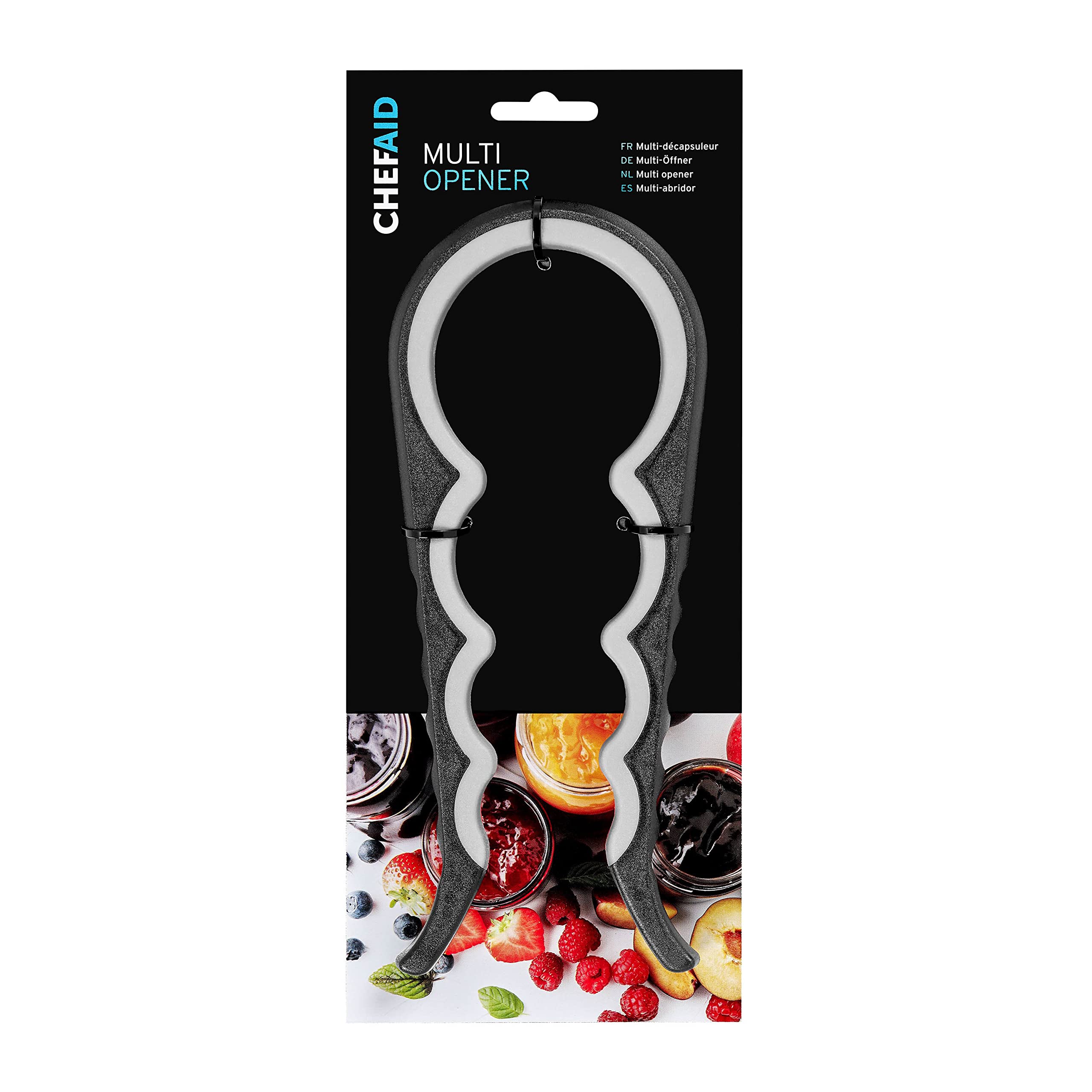 Chef Aid Easy Grip Multi-Opener for Jars and Bottles | Handheld | Grey/Black 2