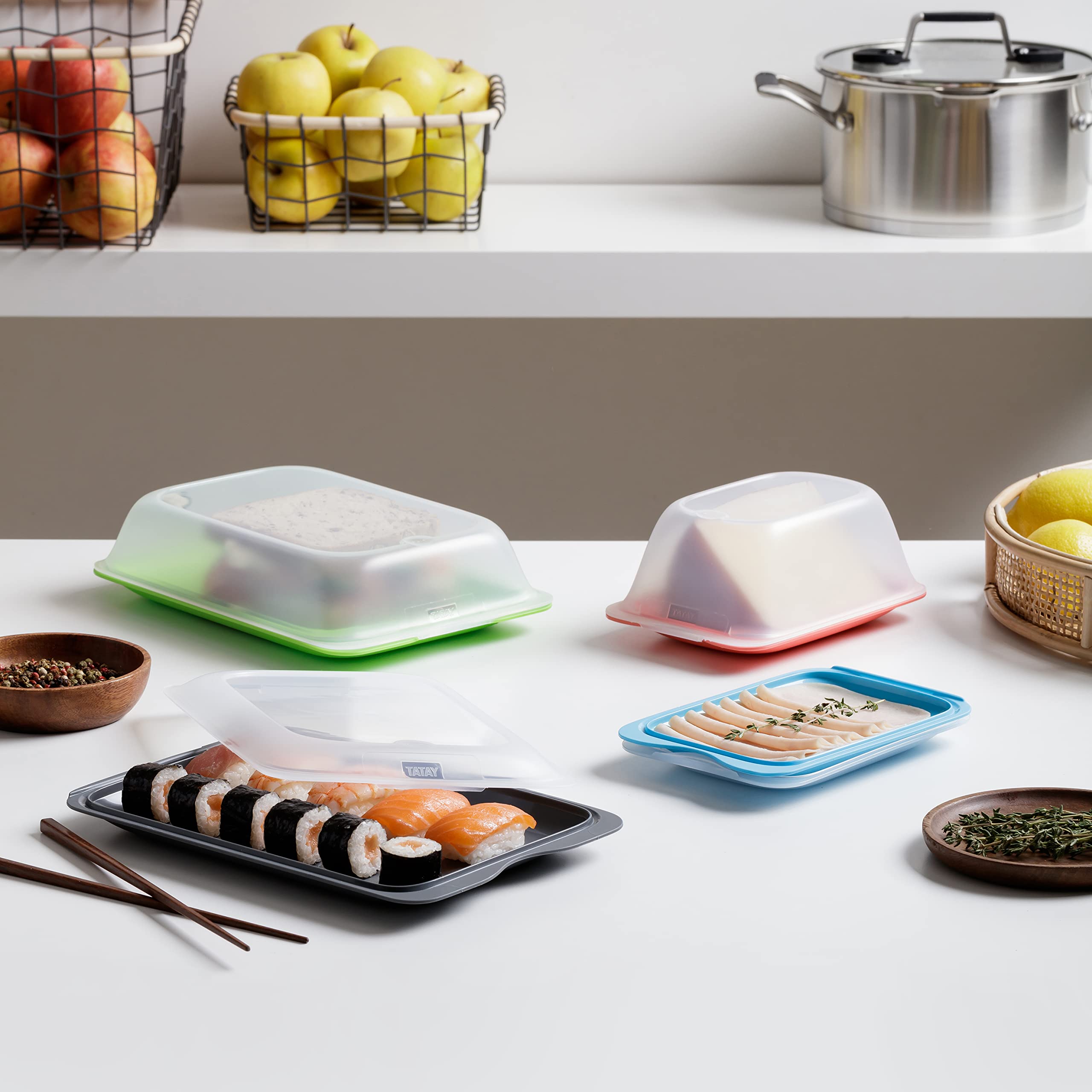 TATAY Set of 3 Food Storage Containers - BPA Free, Stackable, Fridge/Freezer/Microwave Safe 3