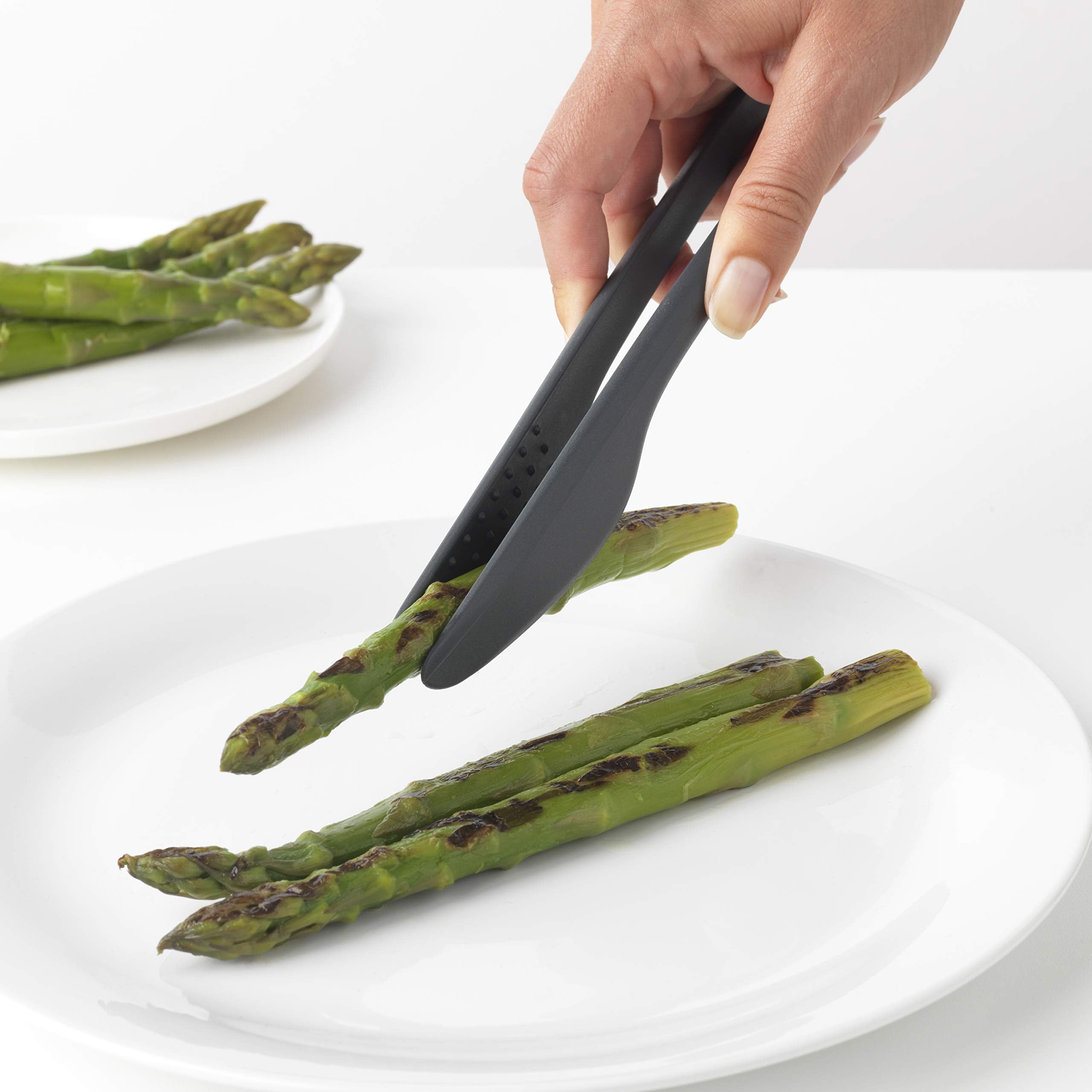 Brabantia Tasty+ Kitchen Tongs Plus Tweezers - Heat Resistant Nylon | Granite Grey | 220°C Max 4