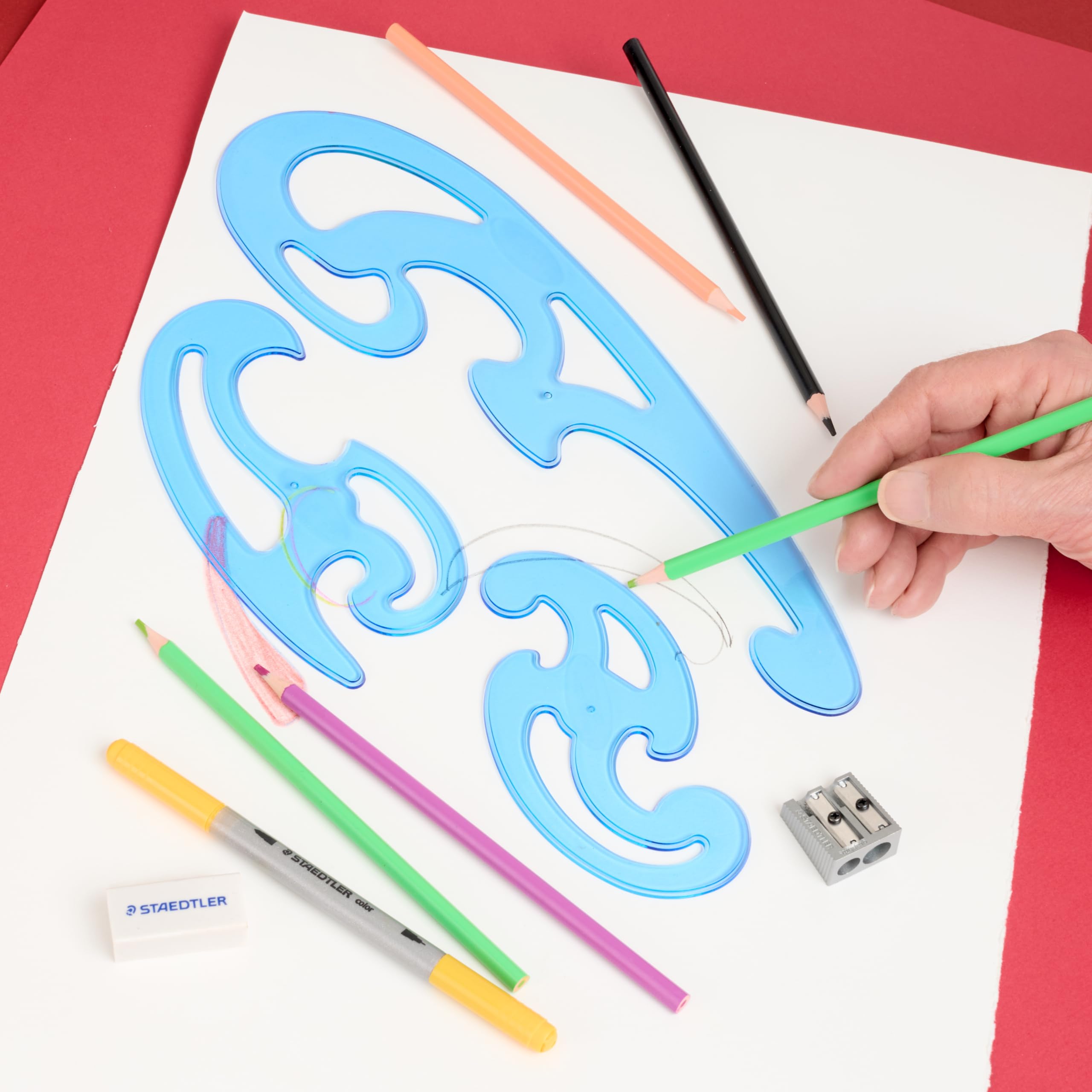 STAEDTLER Mars French Curve Template Set (3 Assorted) | Transparent Blue Plastic 3