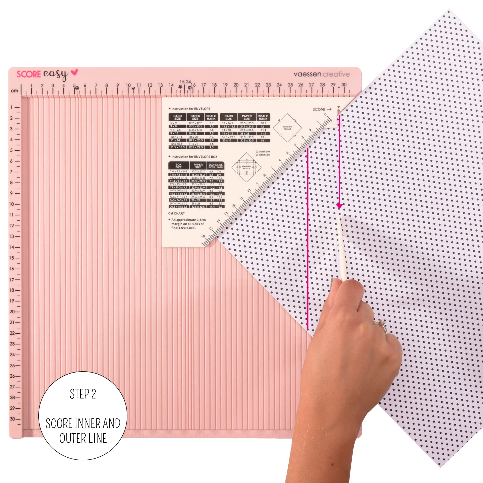 Vaessen Creative Scoring Board CM with Bone Folder and Ruler | 30.5 x 30.5 cm Scoring Area 6