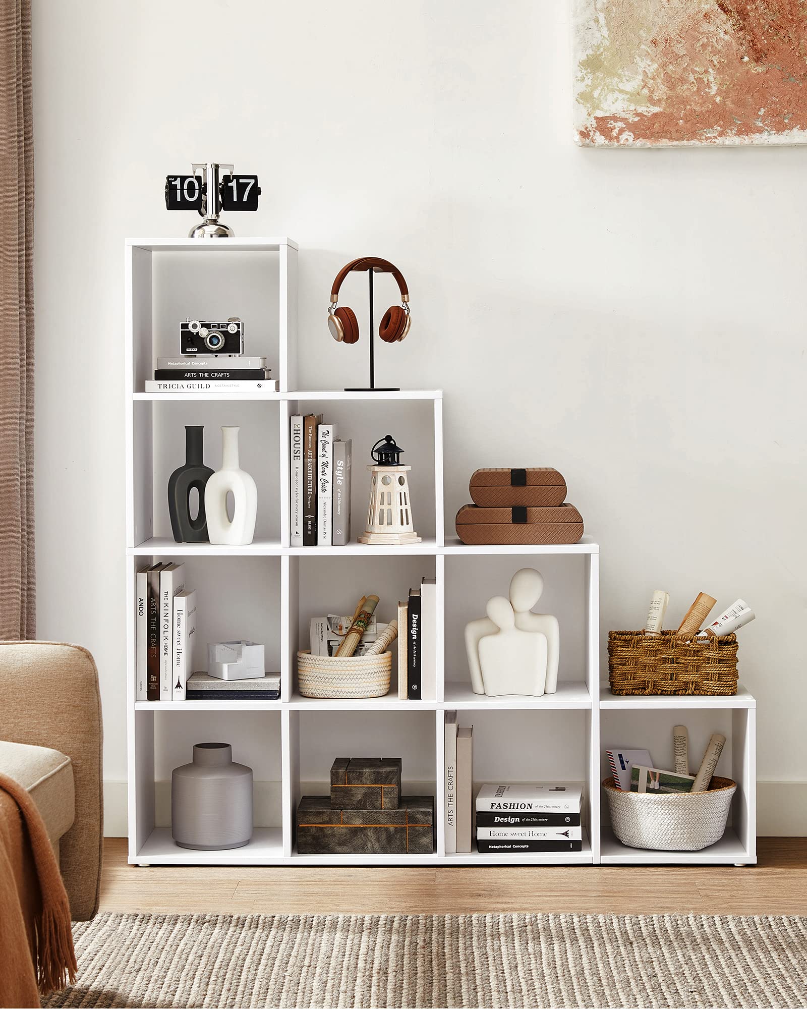VASAGLE 10-Cube Bookcase - Cloudy White | Engineered Wood | 29 x 129.5 x 129.5 cm 8