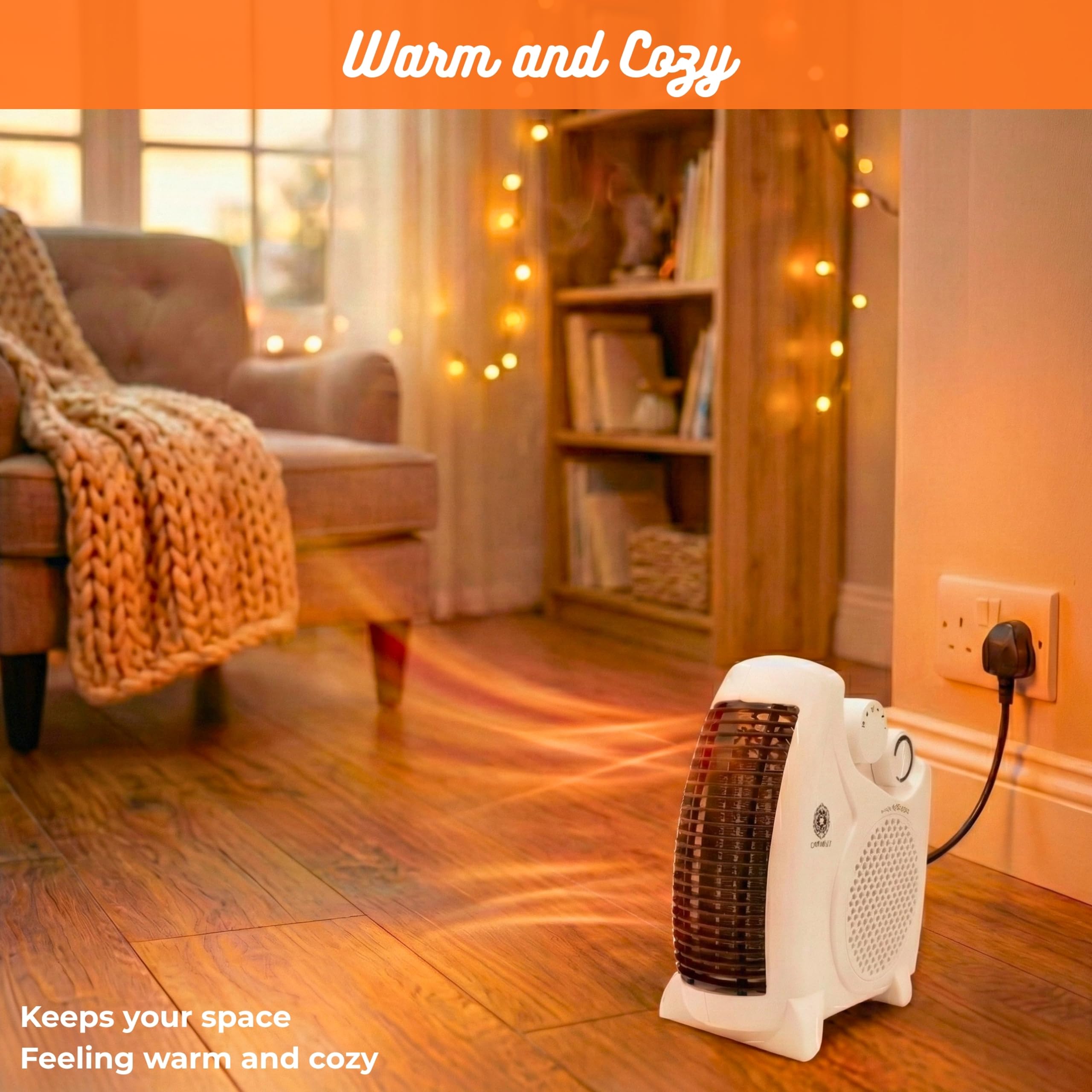 SHATCHI 2000W Upright & Flat Fan Heater | 2 Heat Settings | Adjustable Thermostat | Portable 7