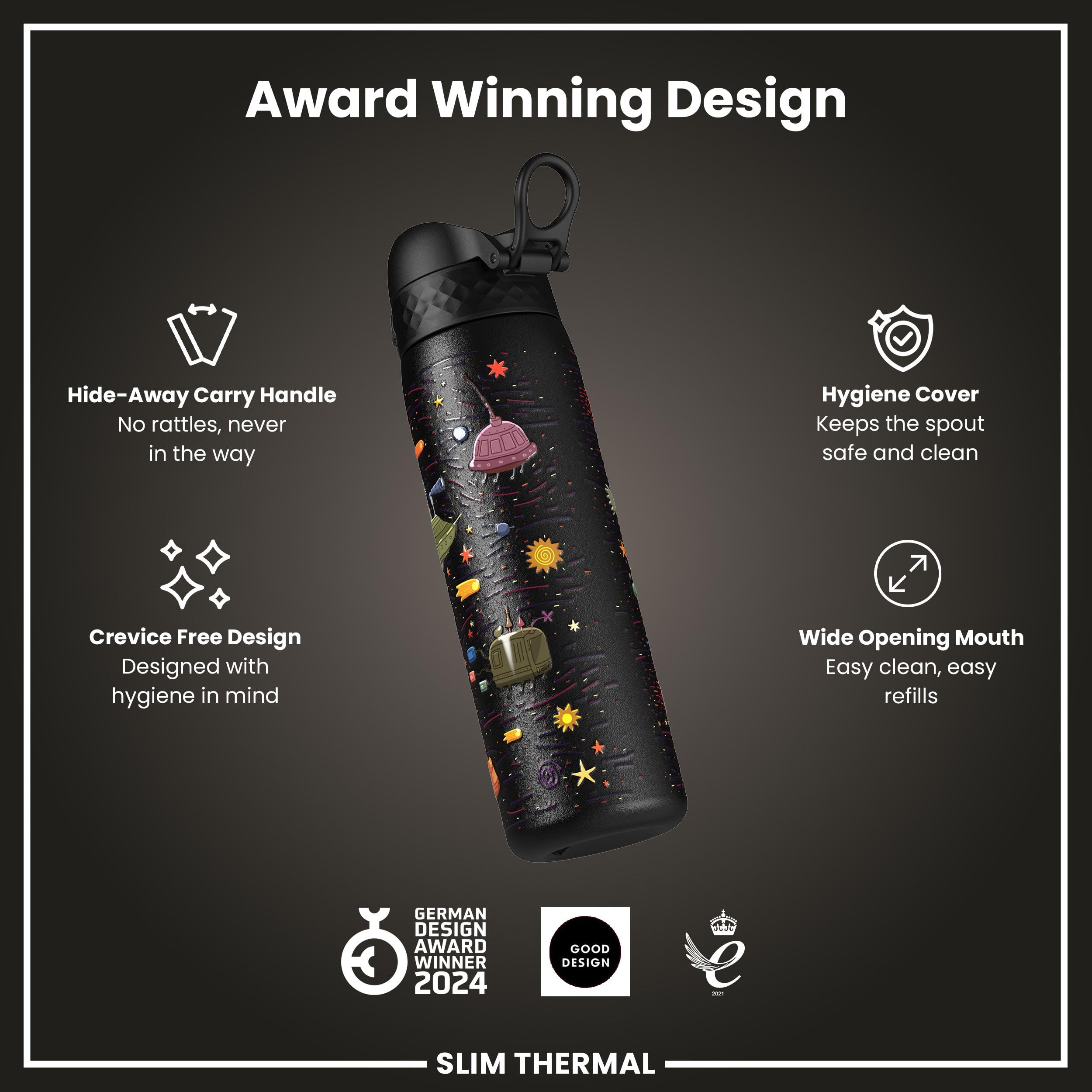 Ion8 Vacuum Insulated Steel Water Bottle - 500 ml/18 oz | Leak Proof | Spaceships 6