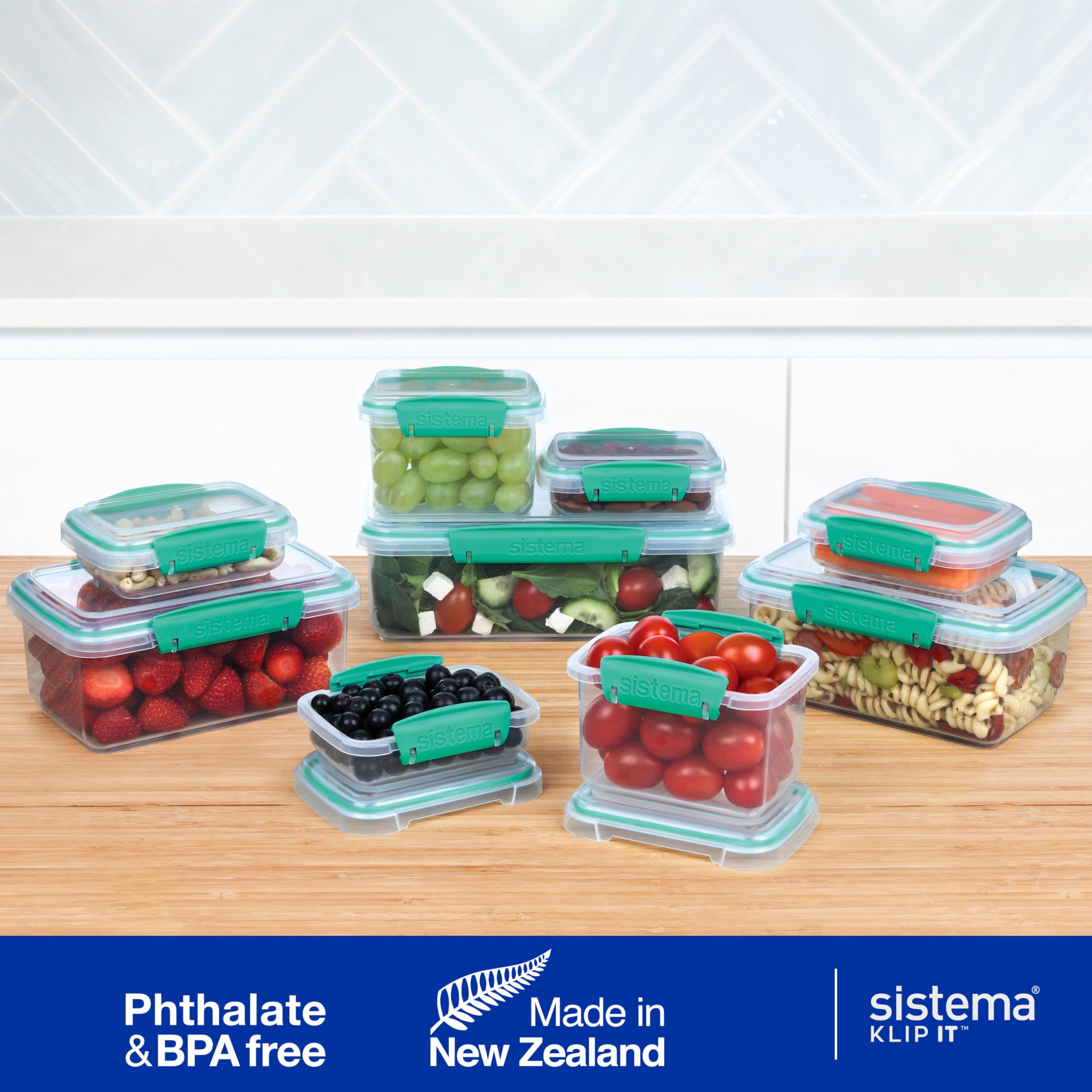 Sistema KLIP IT Food Storage Containers - 18 Count Airtight & Stackable Set | Teal Plastic 7