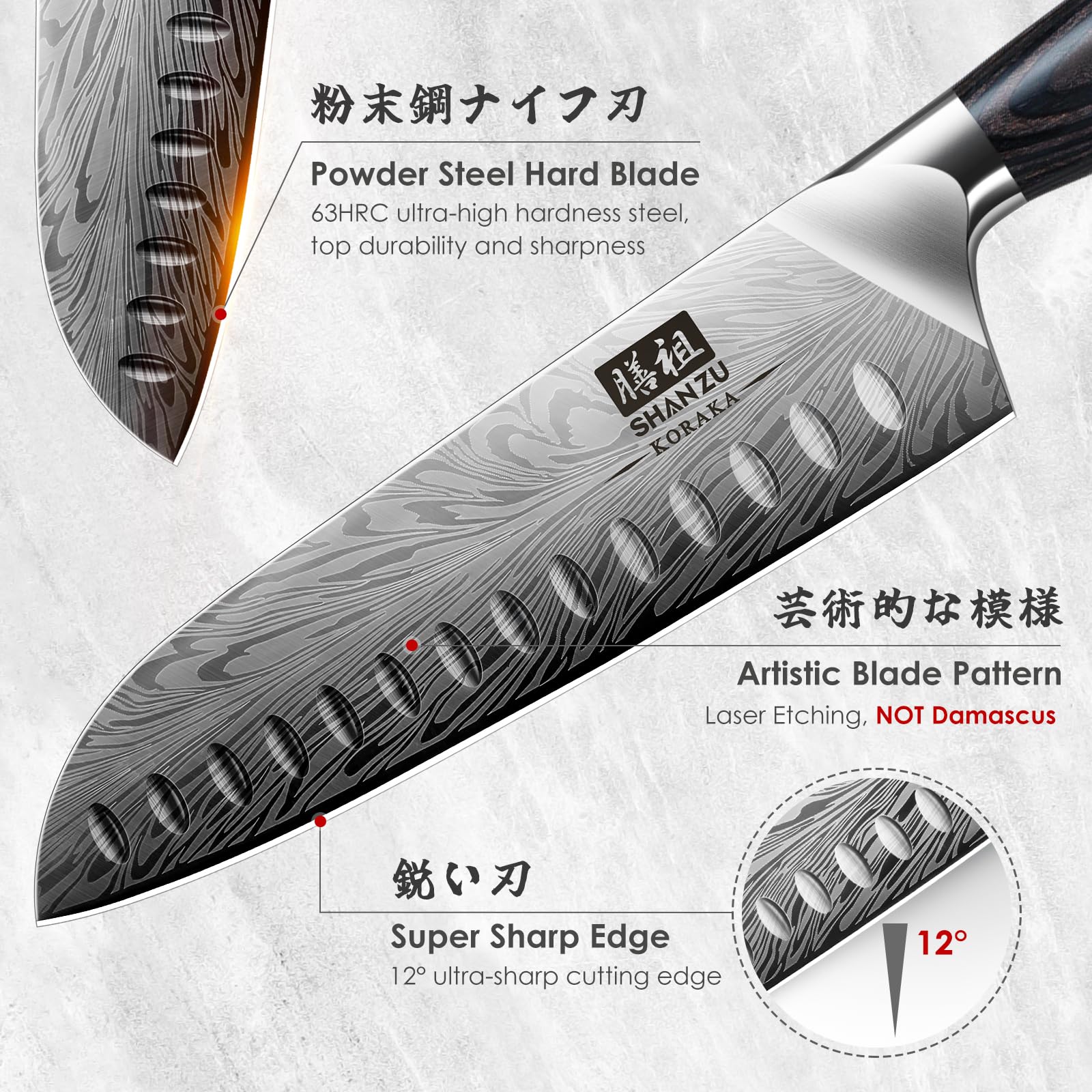 SHAN ZU Powder Steel Boning Knife - 63 HRC High Carbon | 12° Blade Angle | Ergonomic Pakkawood Handle 3