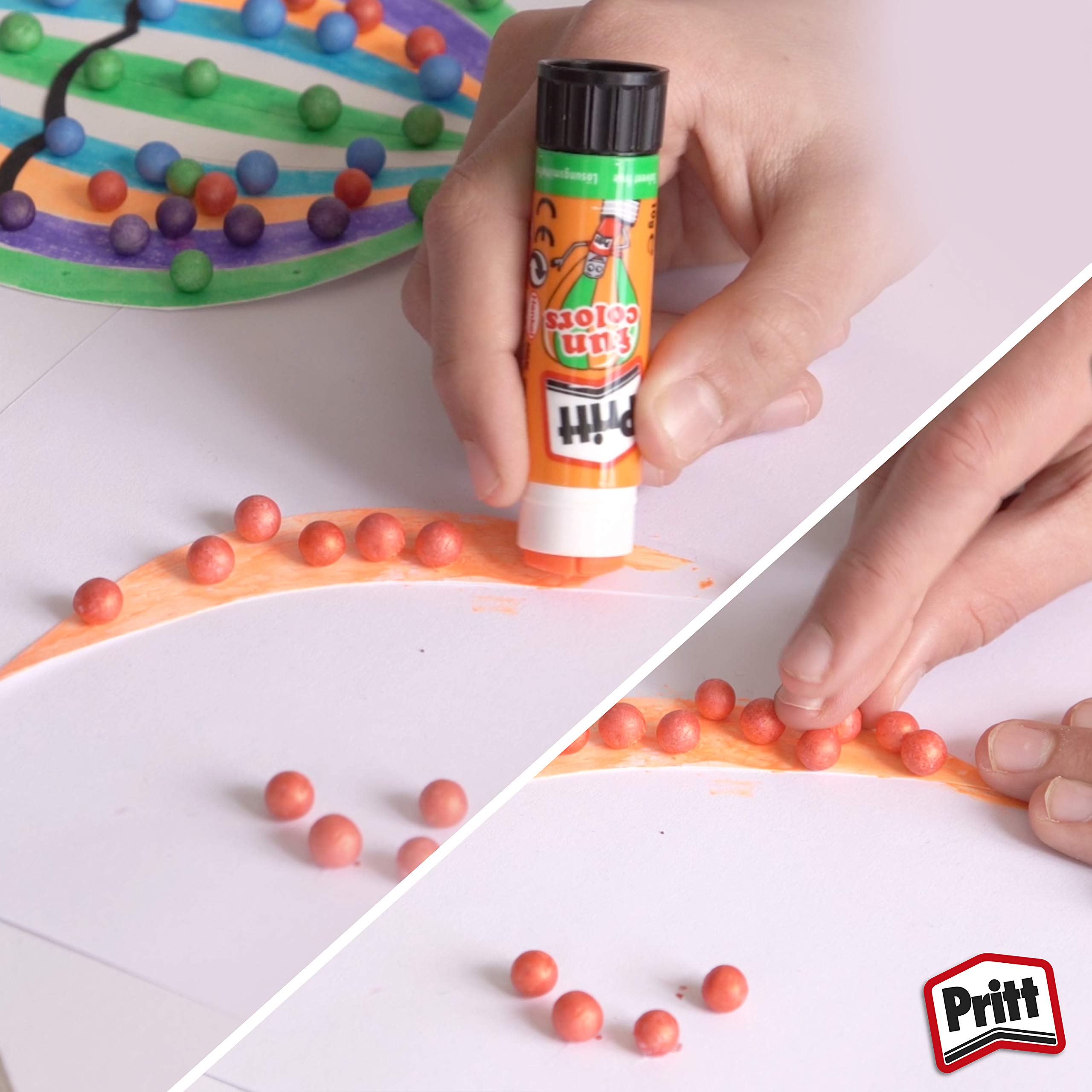 Pritt Coloured Glue Sticks - Pack of 4 (10g Each) | 97% Natural Ingredients | Washable 4