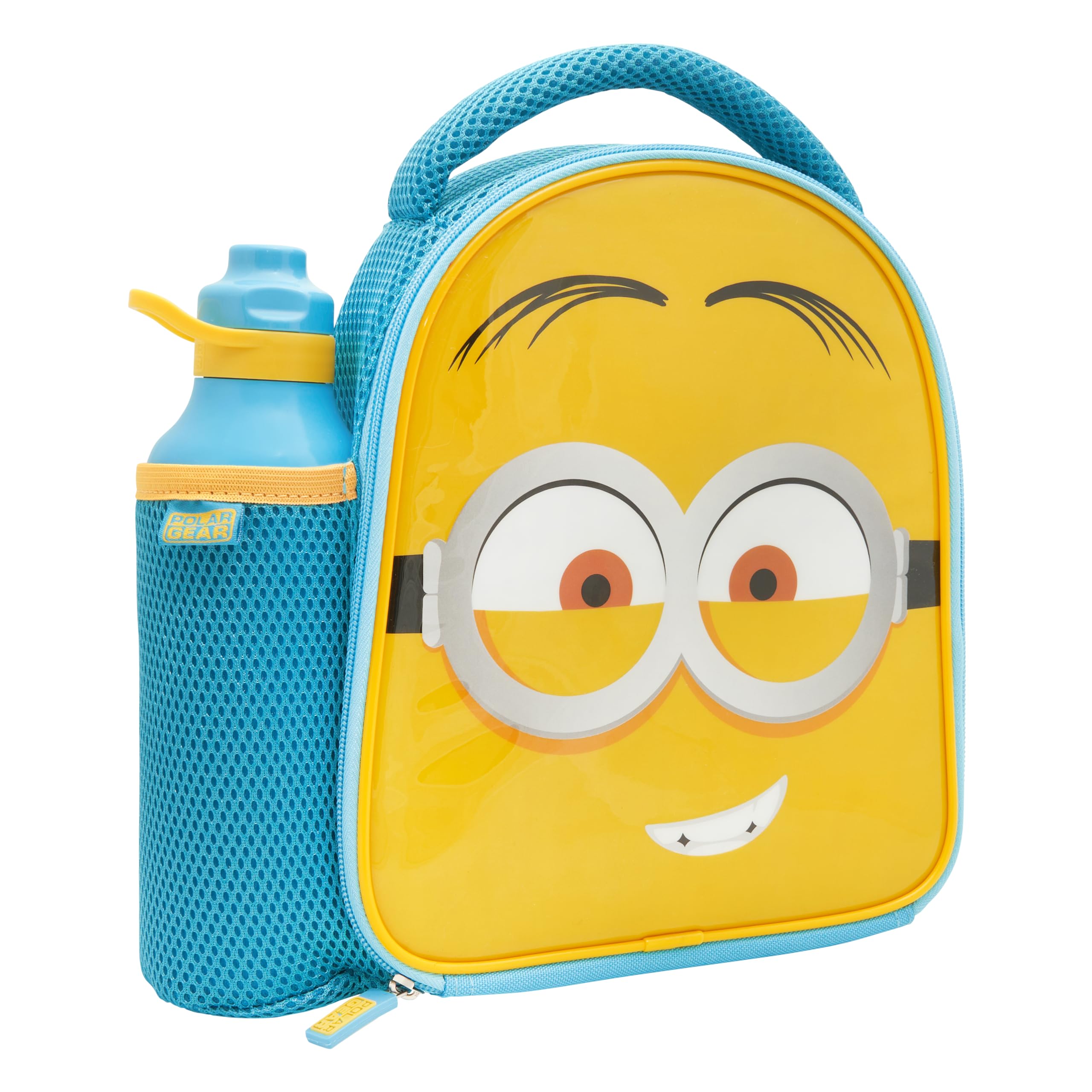 Despicable Me Official 4 Minions Kids Lunch Bag with 600ml Water Bottle | Insulated PEVA Lining | Yellow 1