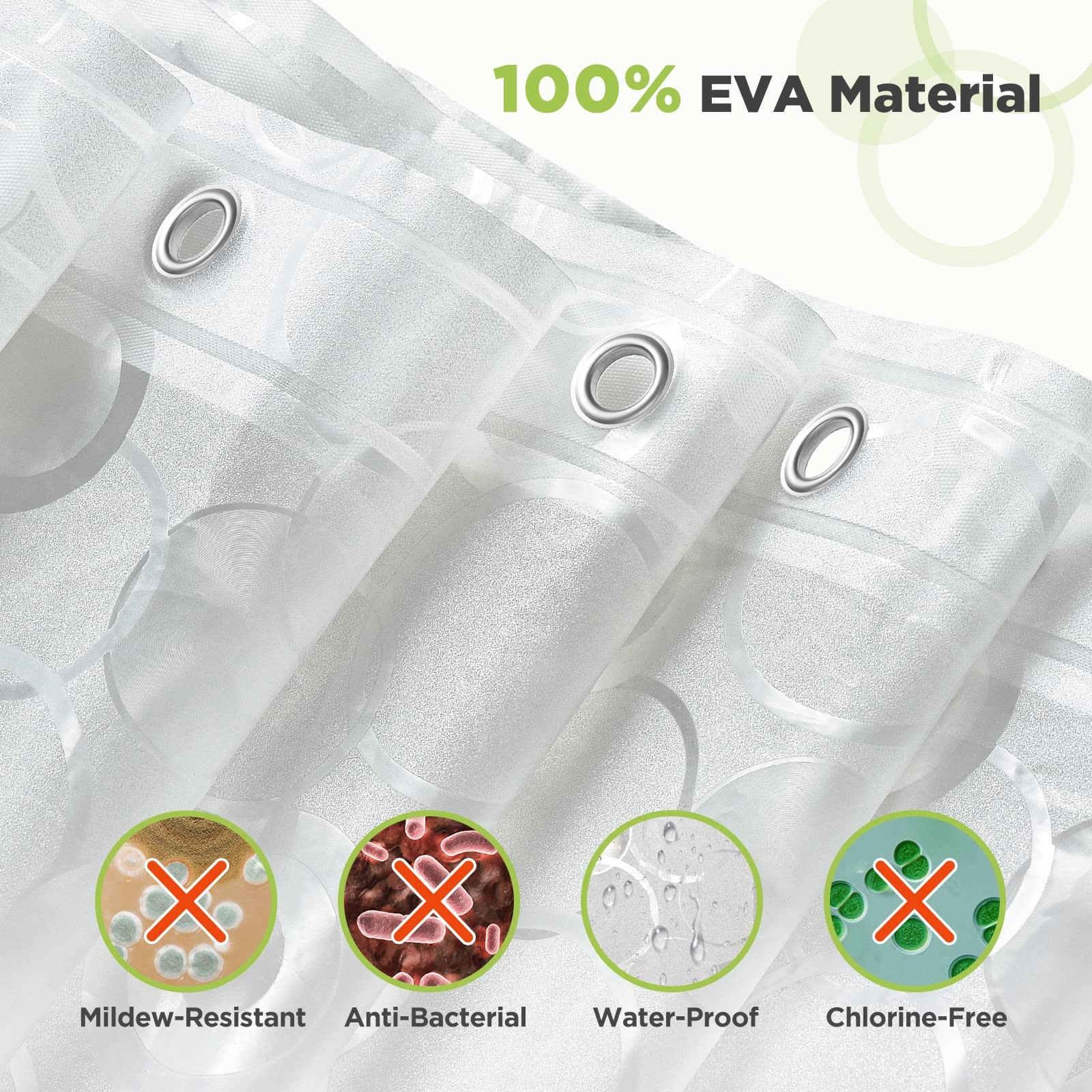OTraki Waterproof EVA Shower Curtain - Semi-Sheer Frosted | Extra Wide 94.5" x 79" | Weighted Hem 2