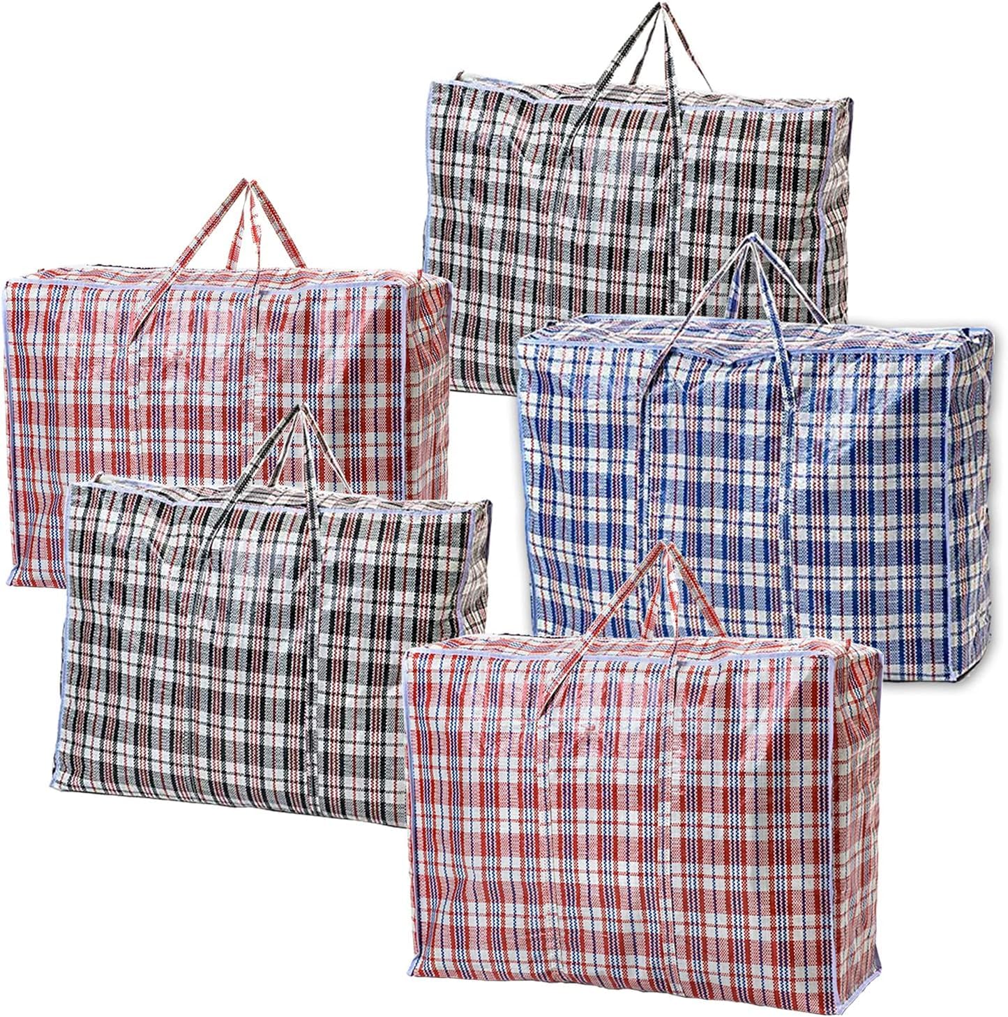 1ABOVE Jumbo Reusable Laundry Bags - 5 Pack, Waterproof, Heavy-Duty Handles & Zipper | 70x60x28cm