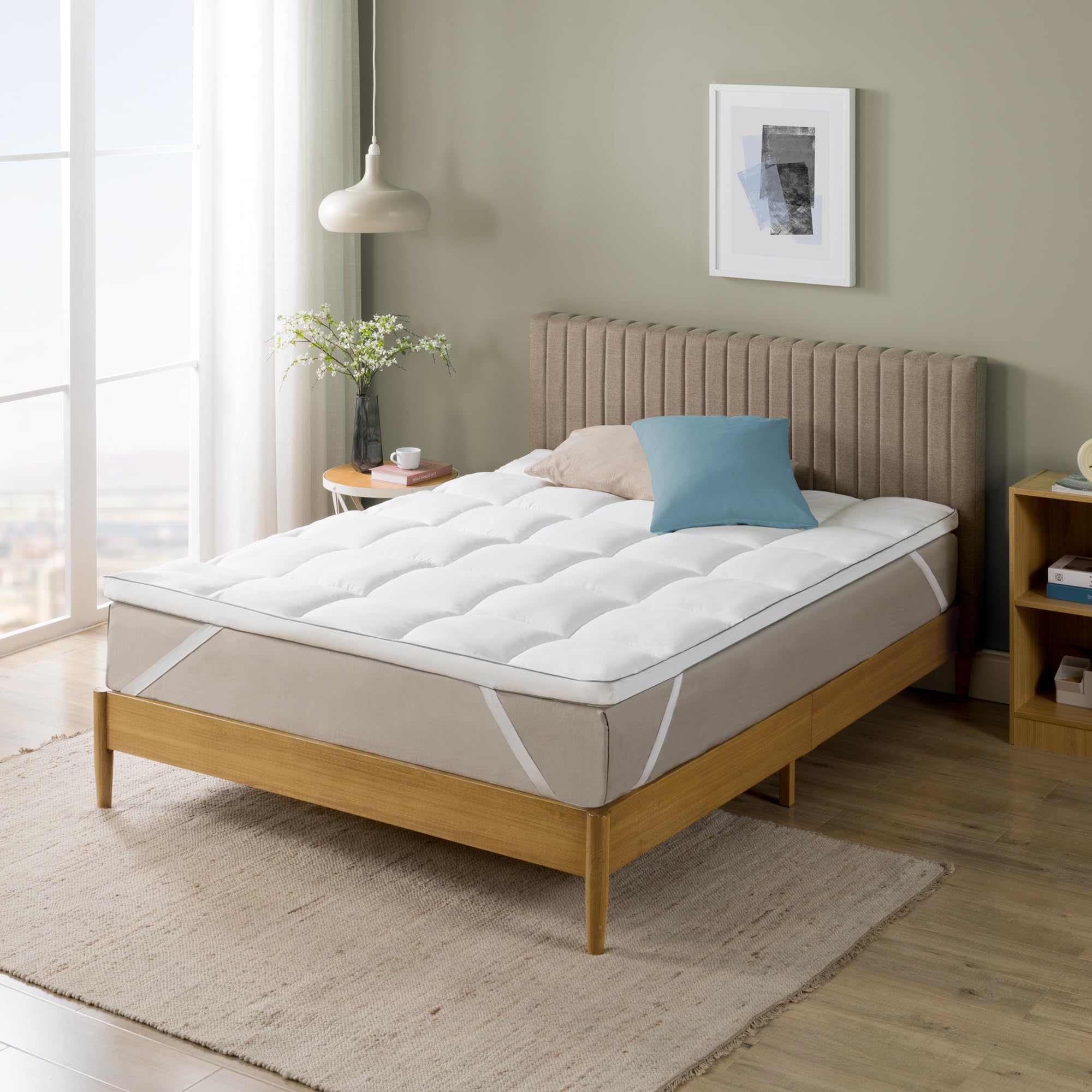 Zinus Cooling Bamboo Mattress Topper - 5 cm Thick | 135 x 190 cm Double Size | Machine Washable 8