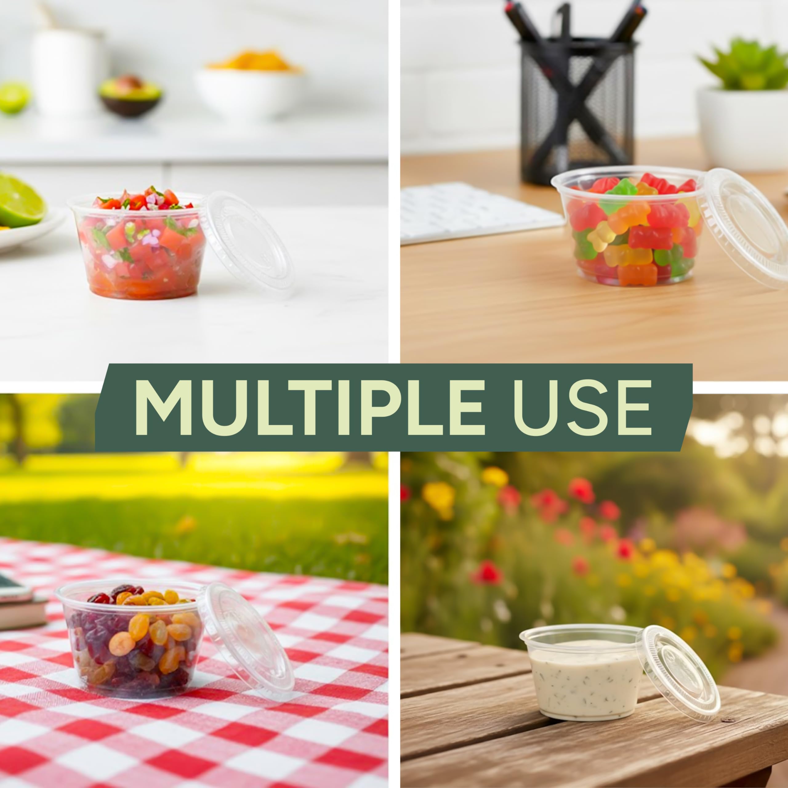 Zuvo Plastic Sauce Containers with Lids - 4 OZ (50 Pack) - Round, Microwavable, Reusable 4