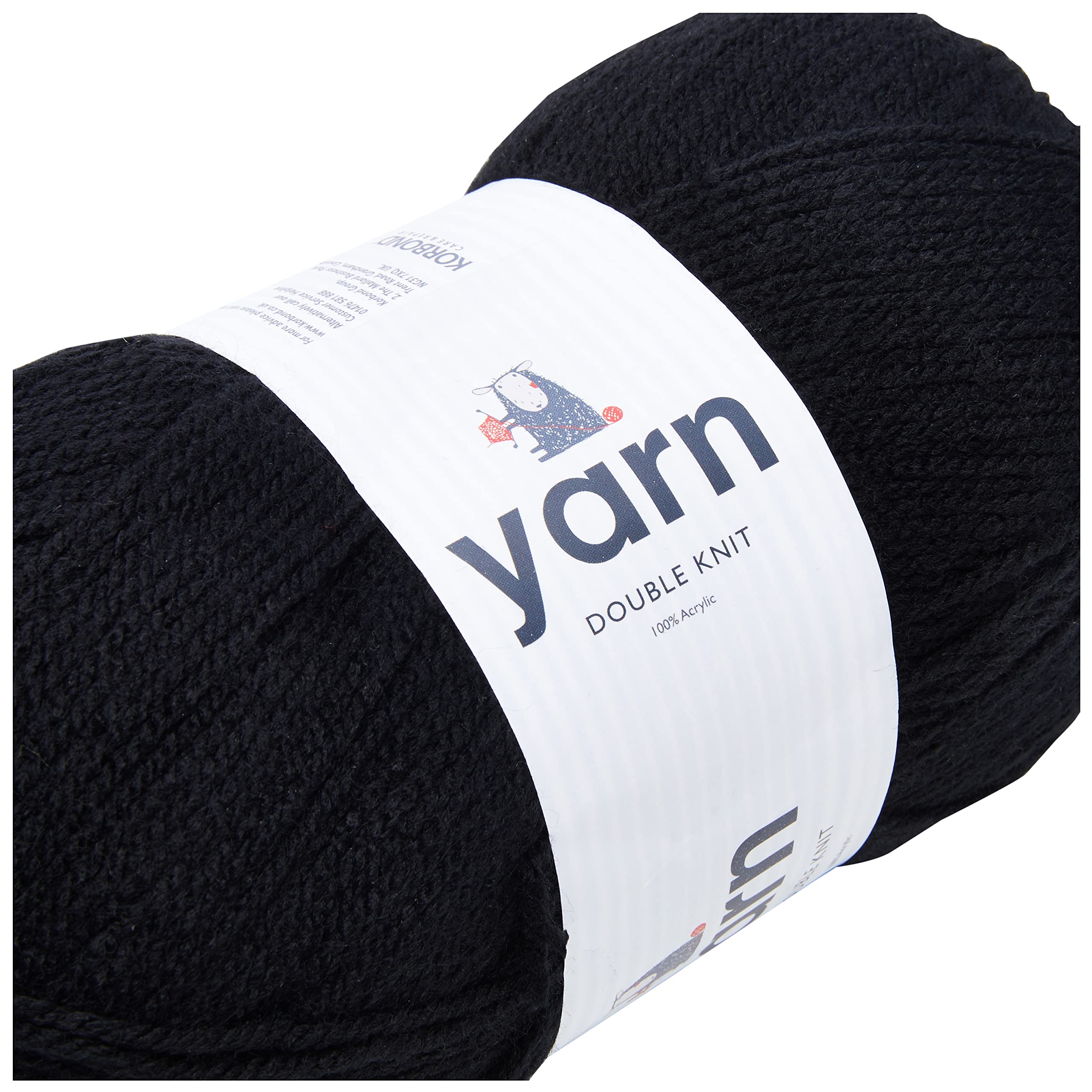 KORBOND DK Black Yarn - 100g Acrylic Wool | Double Knit | 290m Length