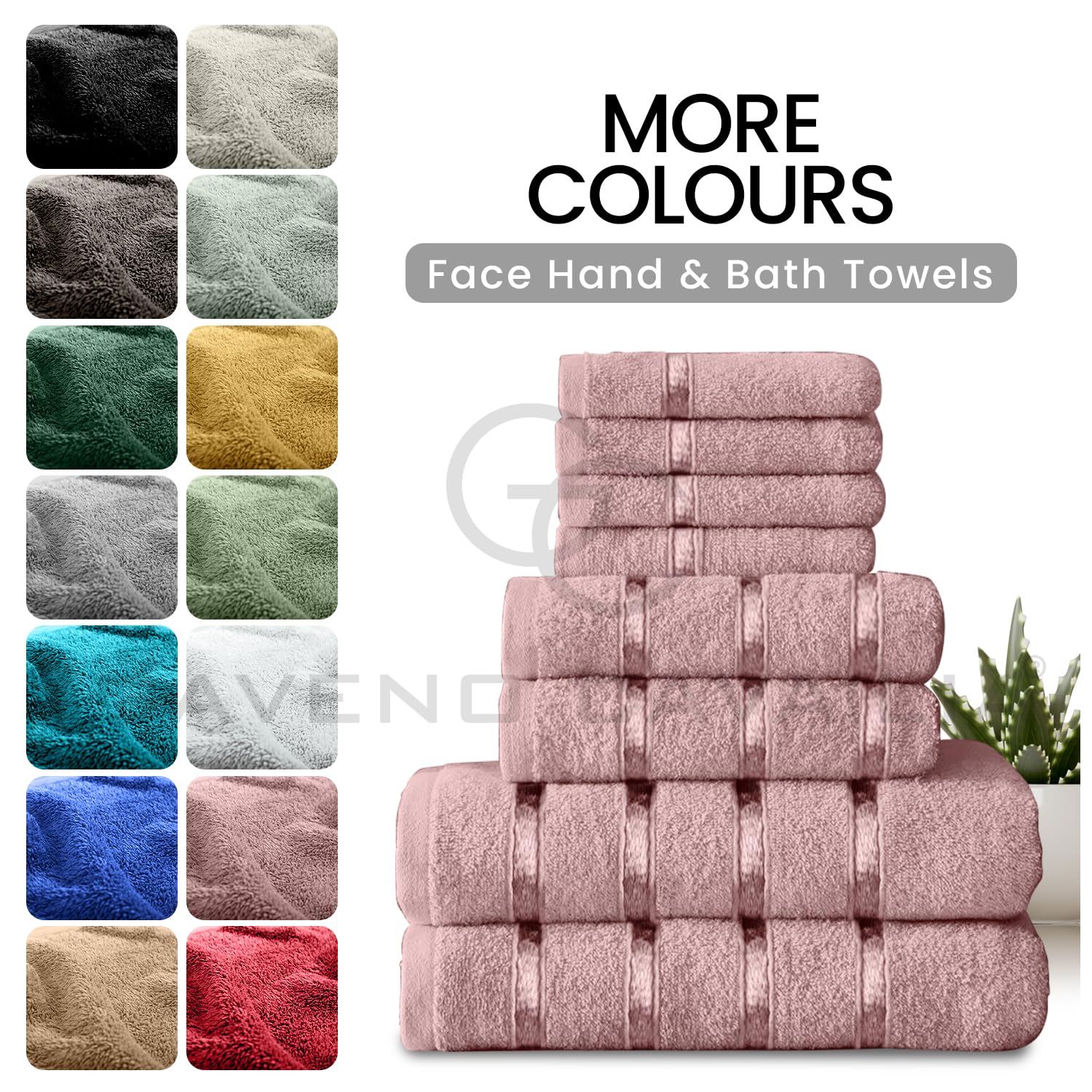 GC GAVENO CAVAILIA 8 Piece Towel Set - 450 GSM Cotton, Quick Dry, Blush Pink 5