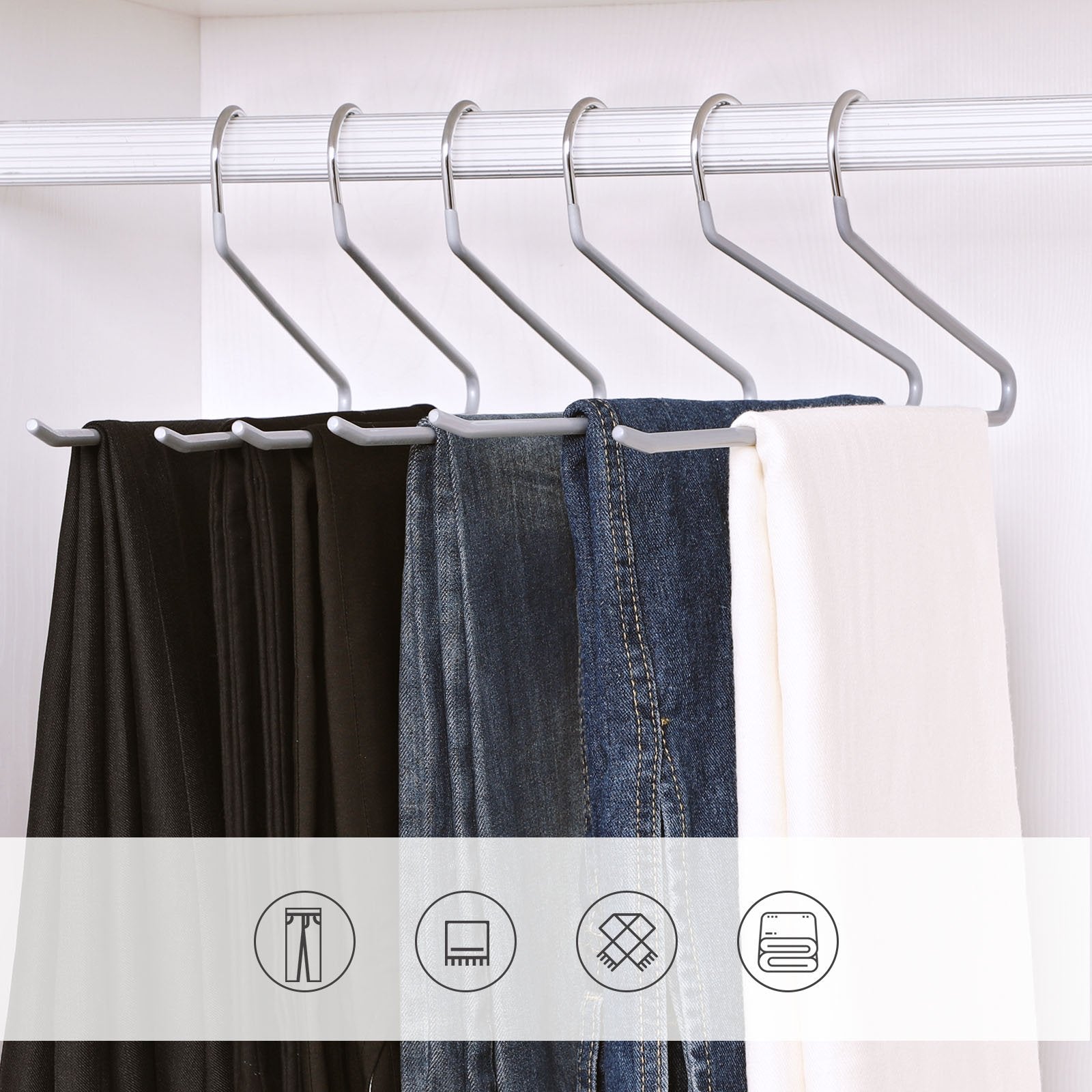 SONGMICS Pack of 20 Metal Trouser Hangers with Open End and Non-Slip Coating | 3kg Capacity 2