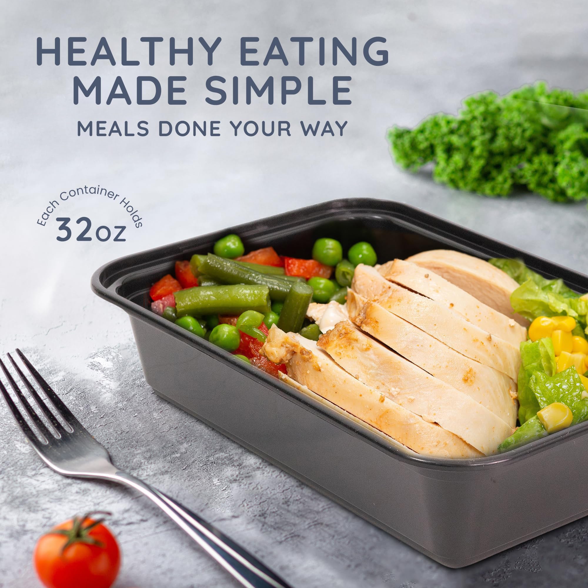 CUQOO Meal Prep Containers - 10 Pack Single Compartment Lunch Boxes | BPA-Free, Reusable, Stackable 6