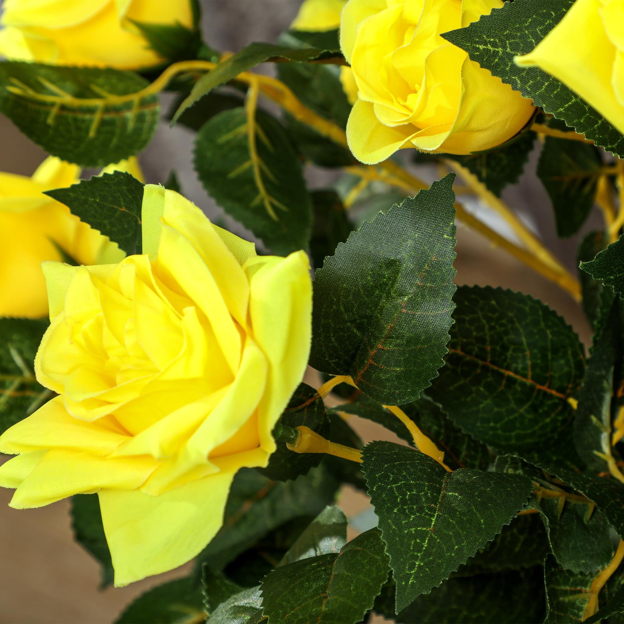 Outsunny Set of 2 Artificial Rose Trees - 90cm Yellow Faux Plant with Pot | UV-Resistant 6