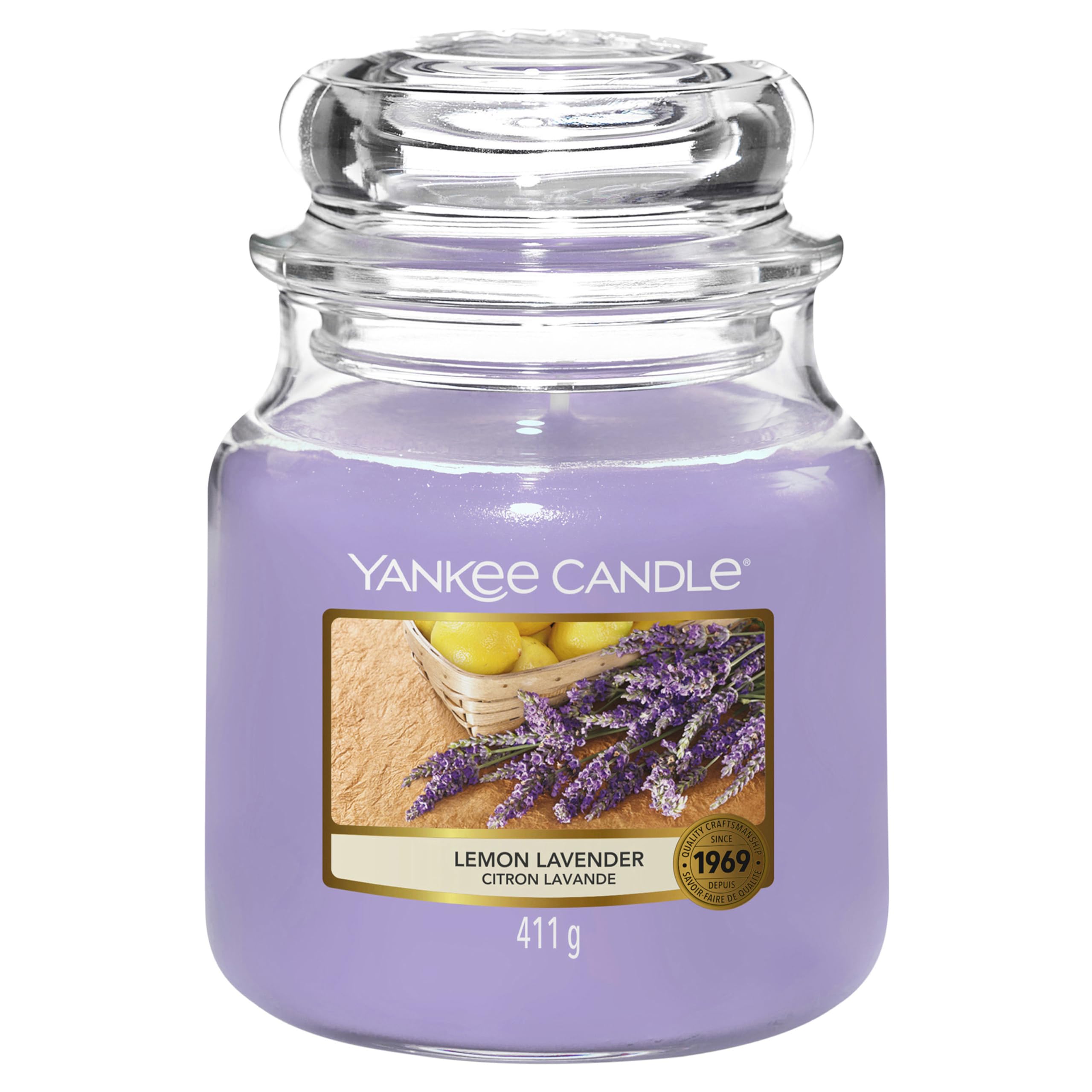 Yankee Candle Lemon Lavender Scented Candle - Classic Medium Jar | 411g | Clean, Even Burn 1