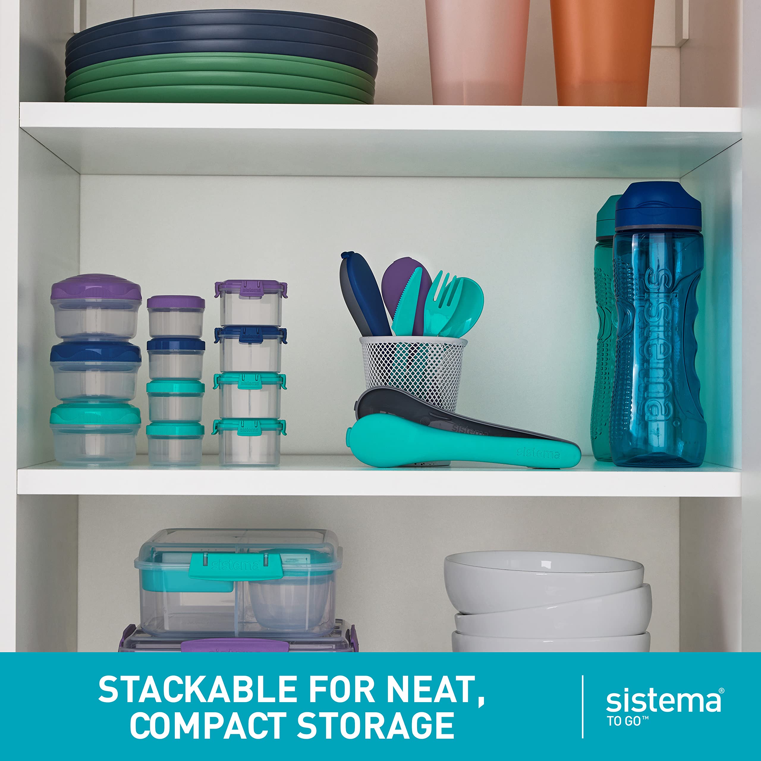 Sistema TO GO Mini Bites Snack Pots - Airtight & Stackable Food Storage | 130 ml Capacity | 3 Count 4