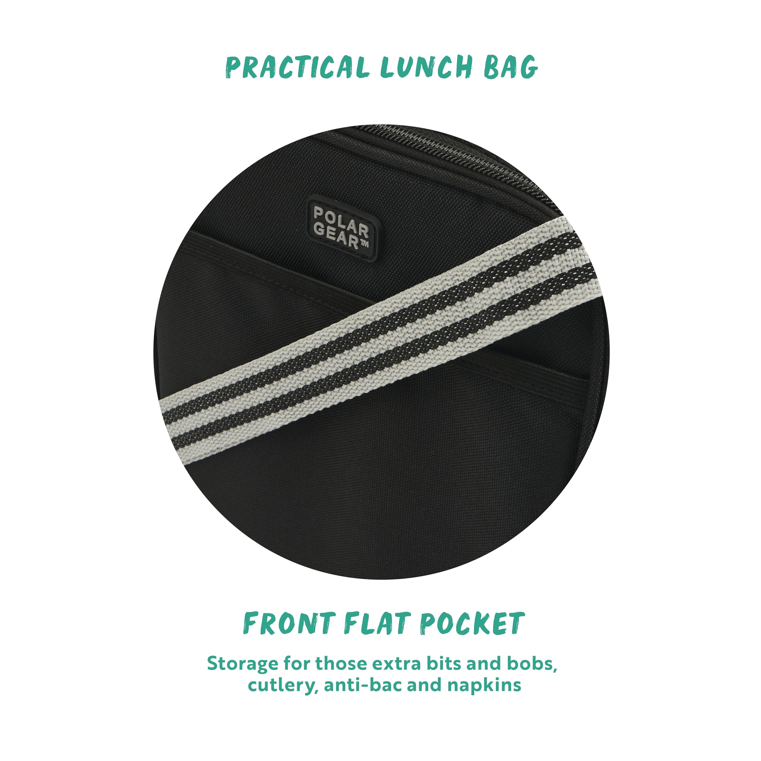 Polar Gear Insulated Kids Lunch Bag - Antibacterial Lining | Adjustable Strap | Graphite 5
