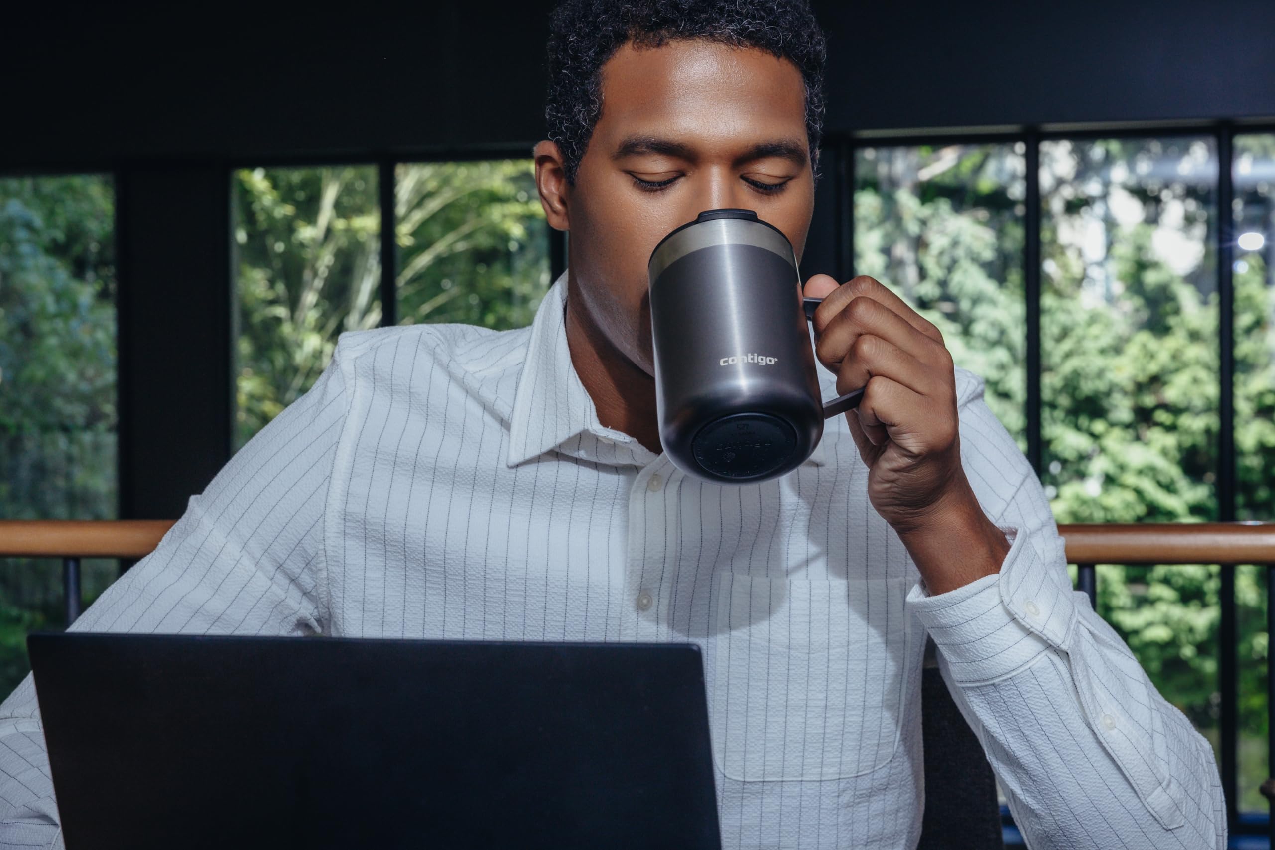 Contigo Streeterville Desk Mug - Stainless Steel Handle, Keeps Hot 5 Hrs, 410 ml | Sake Color 5
