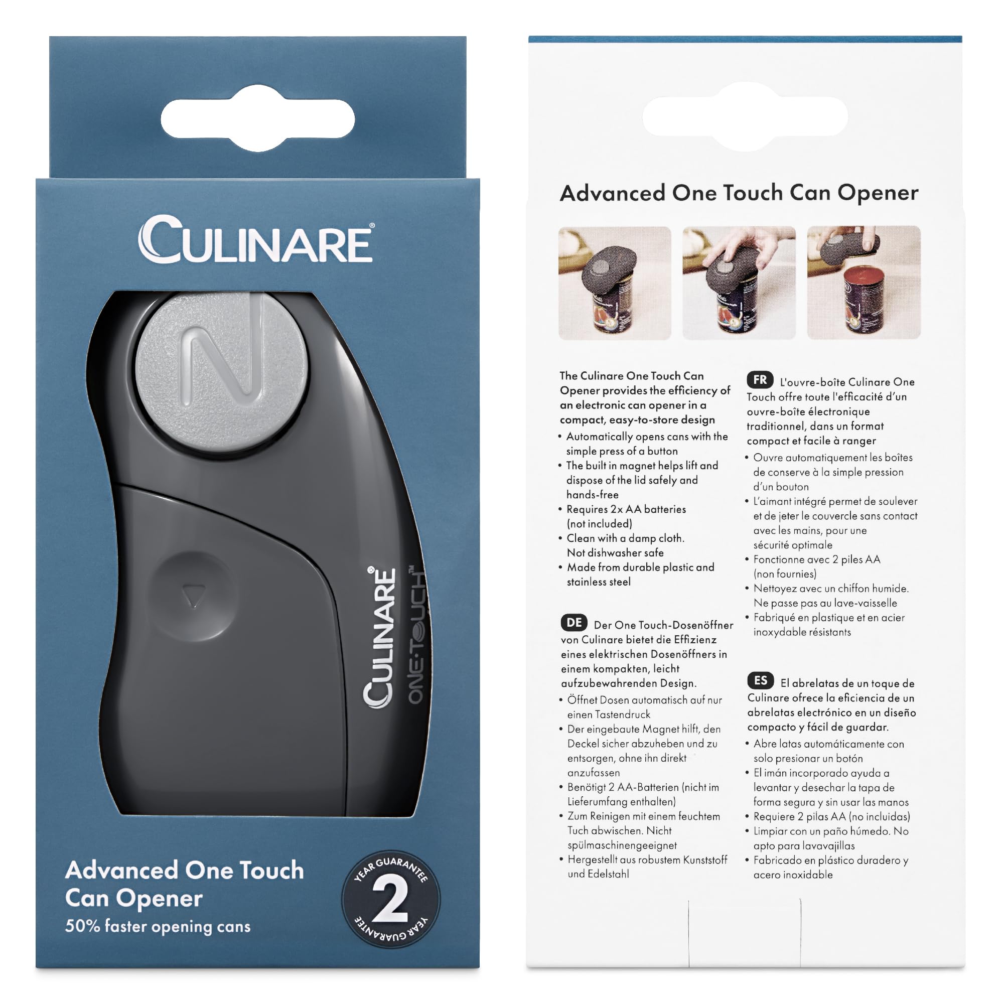 CULINARE One Touch Electronic Can Opener - Automatic Operation | Stainless Steel Blades | Grey 9