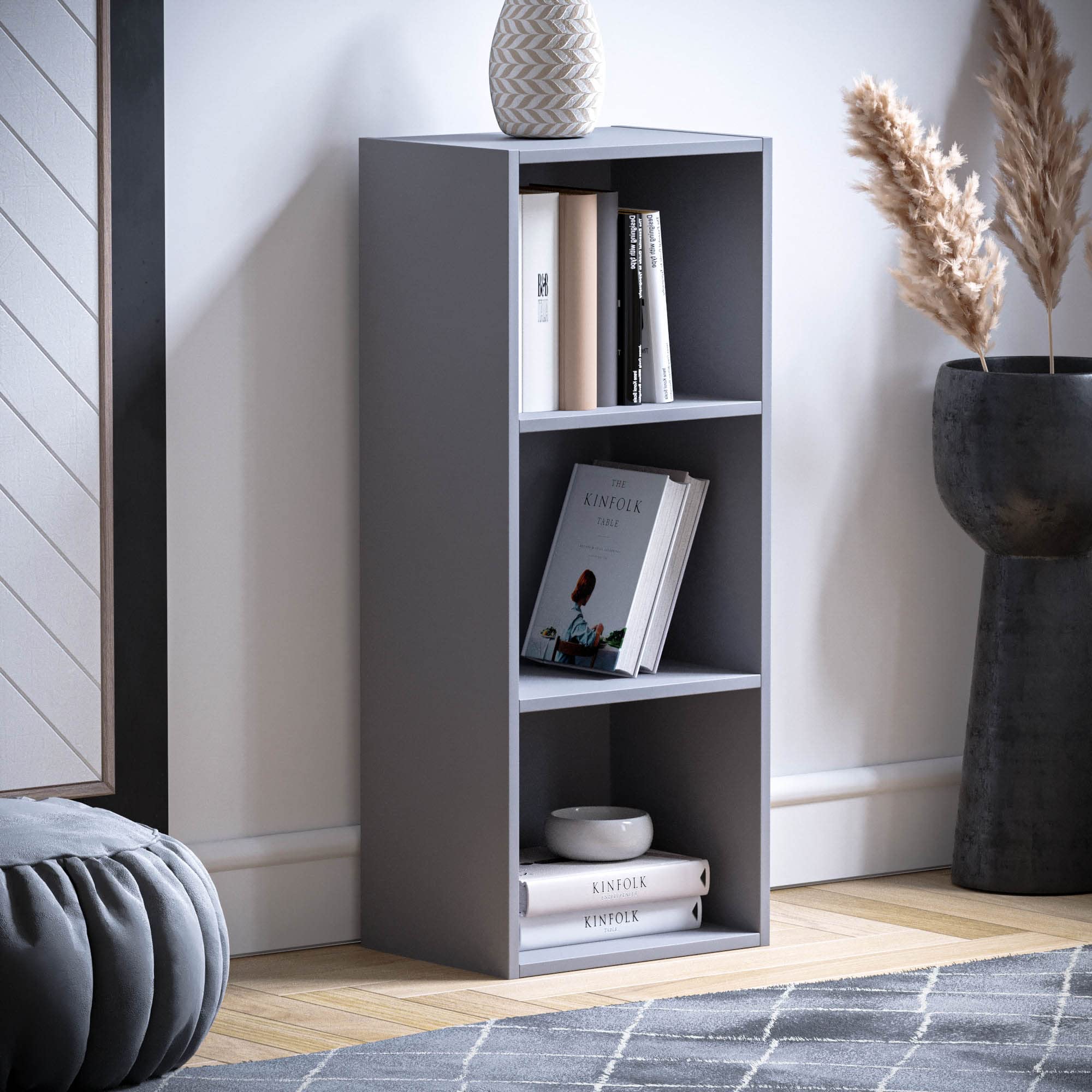 Vida Designs Oxford 3 Tier Cube Bookcase - Grey Wood Shelving | H 80 x W 32 x D 24 cm 1