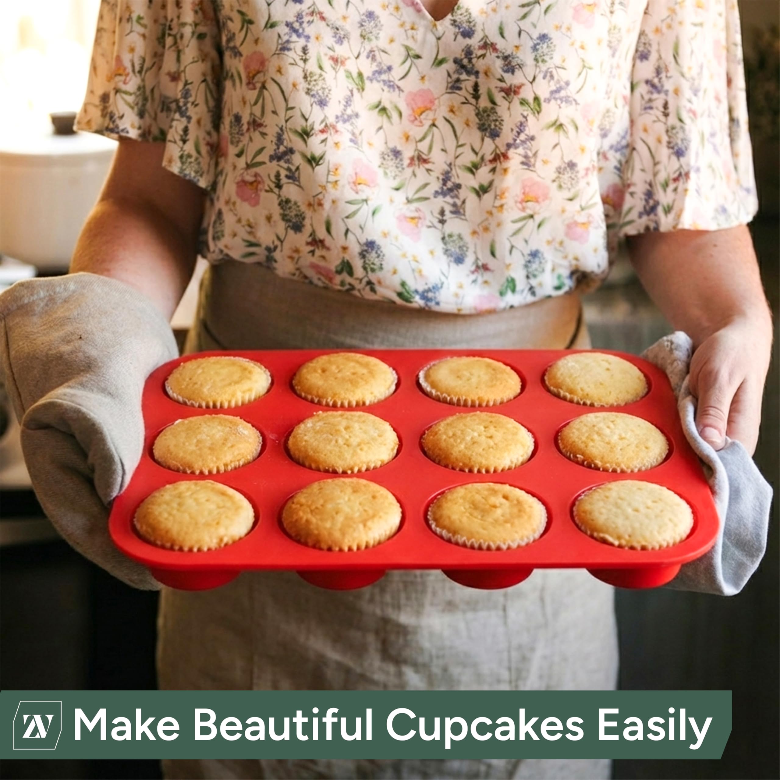 Zuvo Silicone Muffin & Cupcake Tray - 12 Cups, Non-Stick, Oven Safe up to 450°F 3