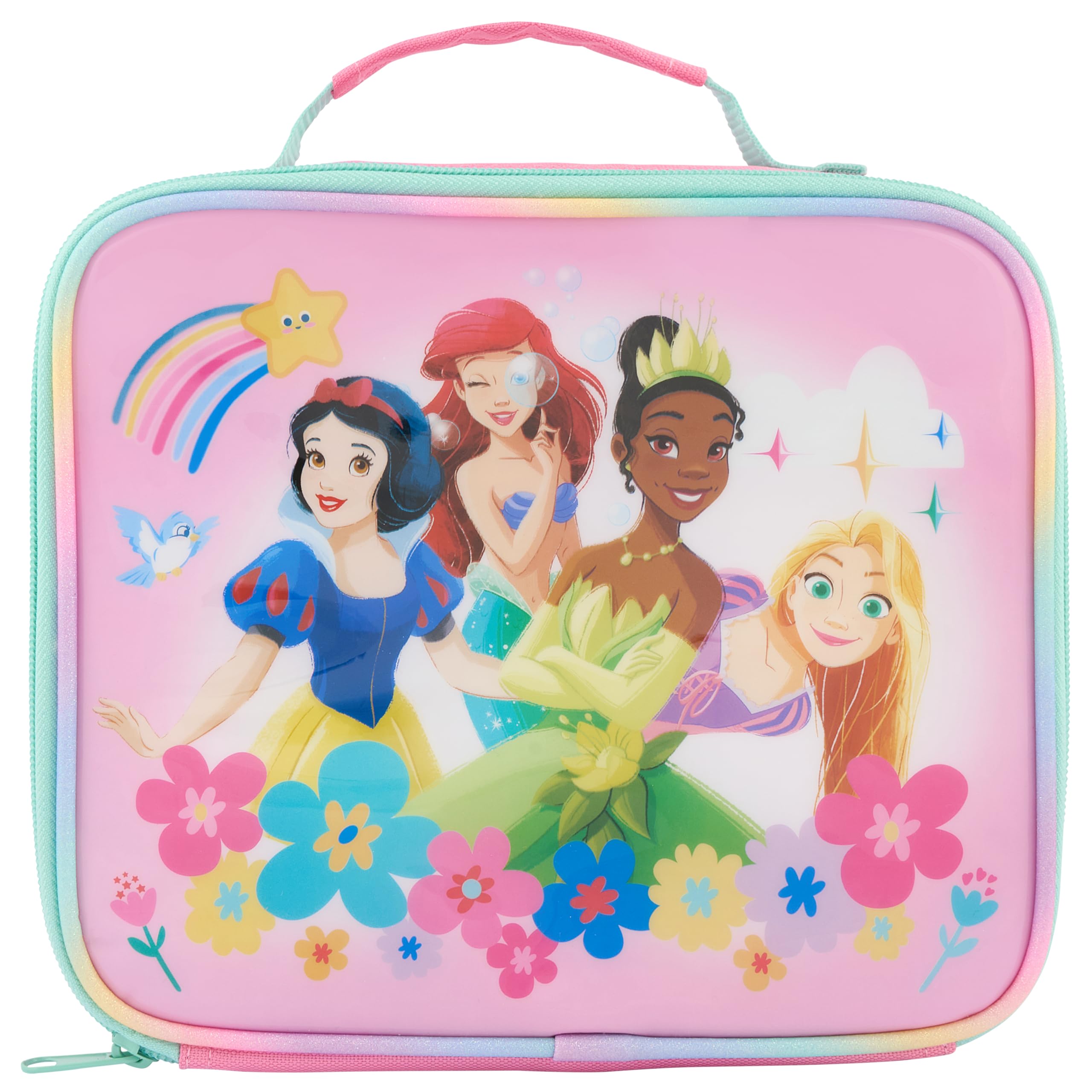 Disney Pink Insulated Lunch Bag for Girls - Snow White, Ariel, Tiana, Rapunzel | Polyester 2