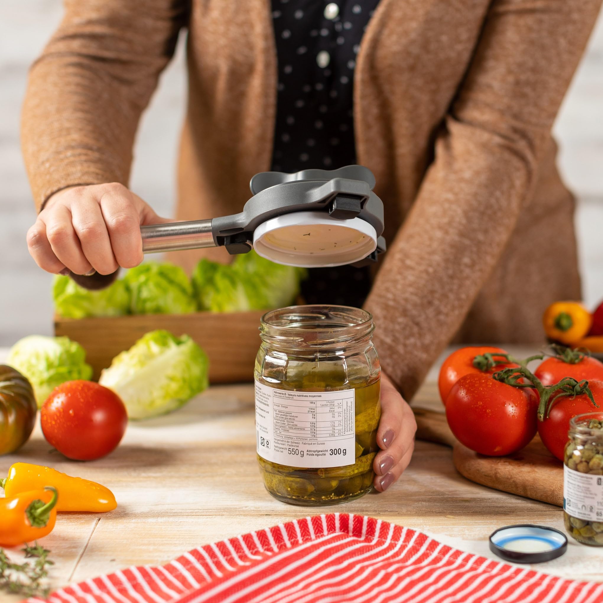 Kuhn Rikon Jar Opener with 3 Steel Grippers - Fits Lids 2.5–9cm | Stainless Steel | Grey 5