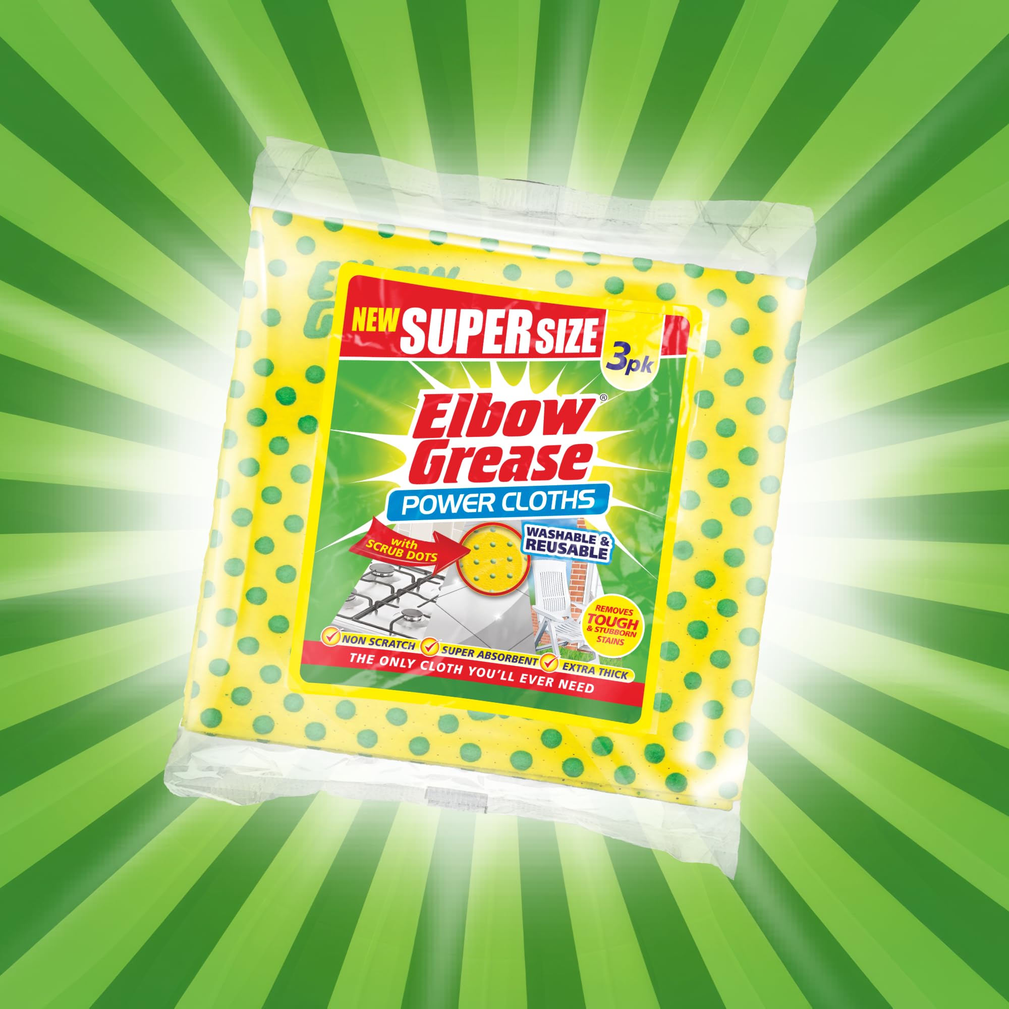 Elbow Grease Super Size Power Cloths with Scrub Dots | Washable & Reusable | 3 Count 7