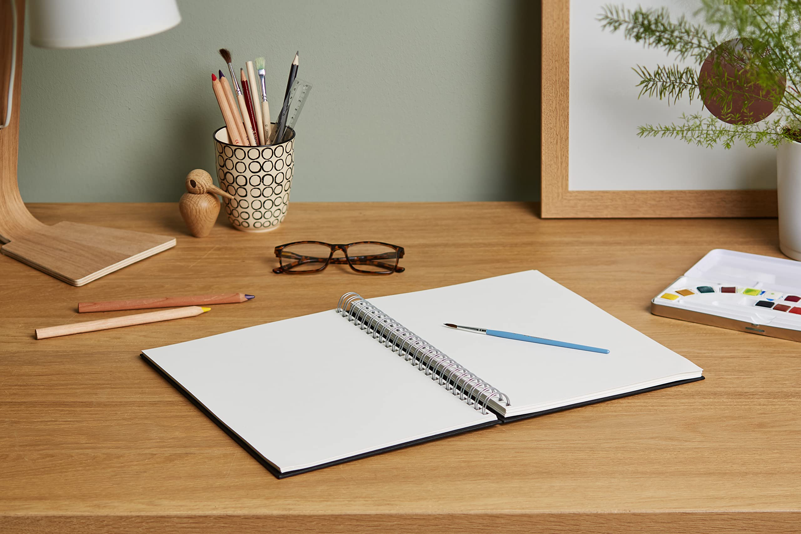 Artway Studio Sketchbook - A4 Portrait | 170gsm Cartridge Paper | 48 Sheets | Black Hardback Spiral Bound 4