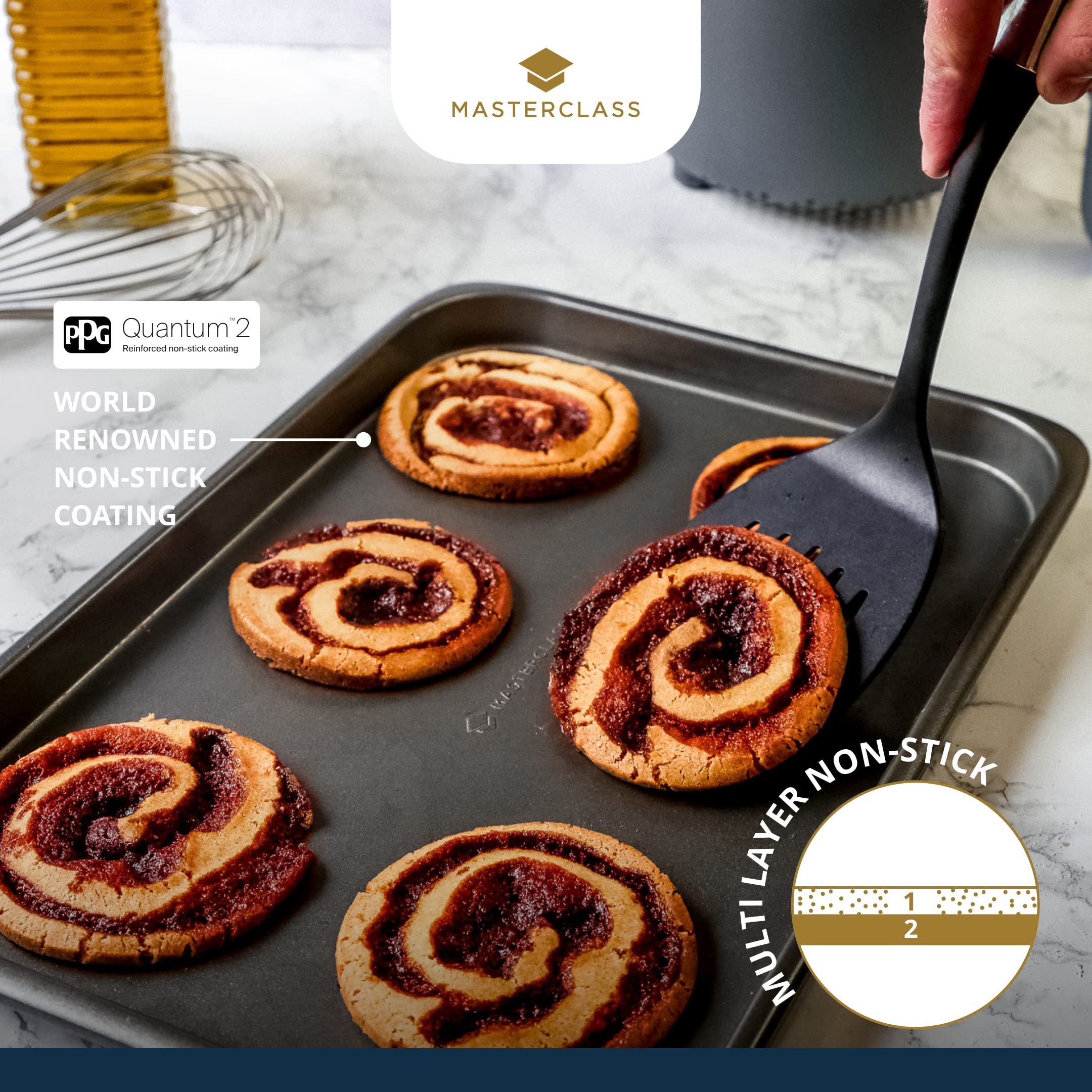 MasterClass Carbon Steel Non-Stick Baking Sheet | 35x25cm | Oven Safe to 220°C 6