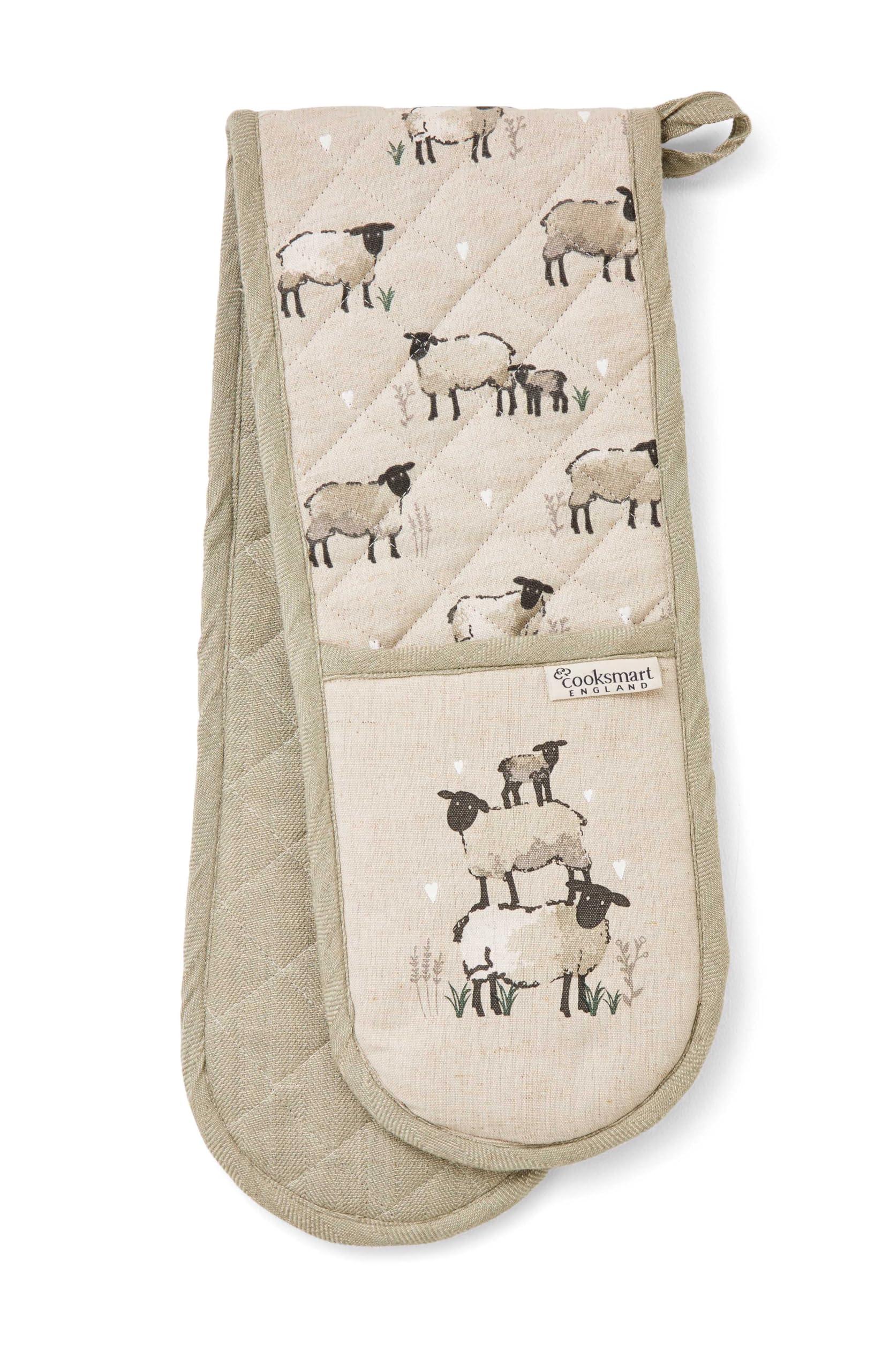 Cooksmart Double Oven Gloves - Heat Resistant Protection | Highland Sheep Design | 2 Pack
