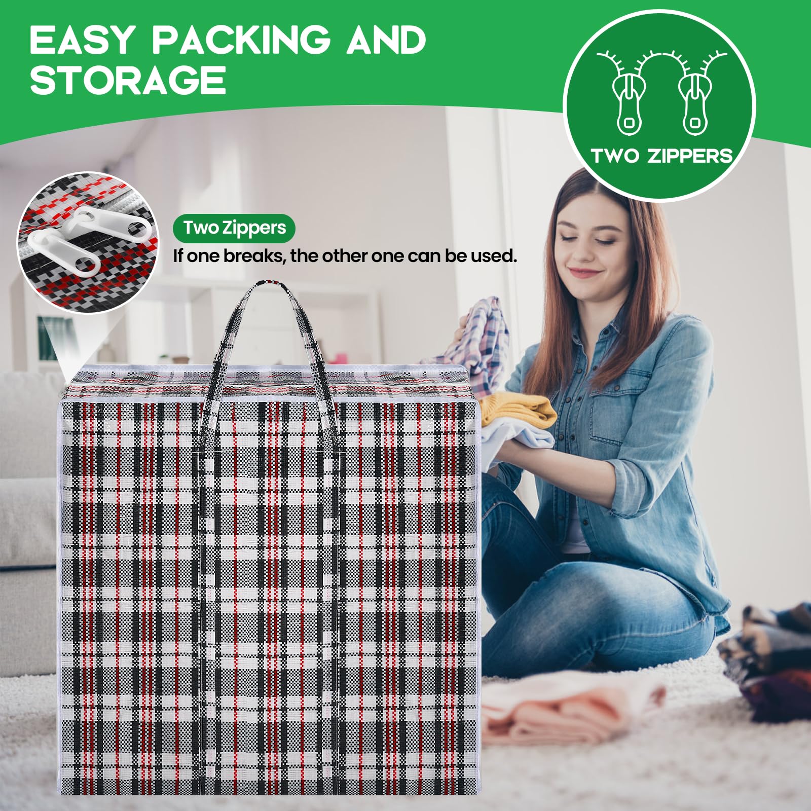 Rainberg Jumbo Storage Bags - 5 Pack Reusable Laundry & Moving Bags | 80x60cm | Holds up to 35kg 7
