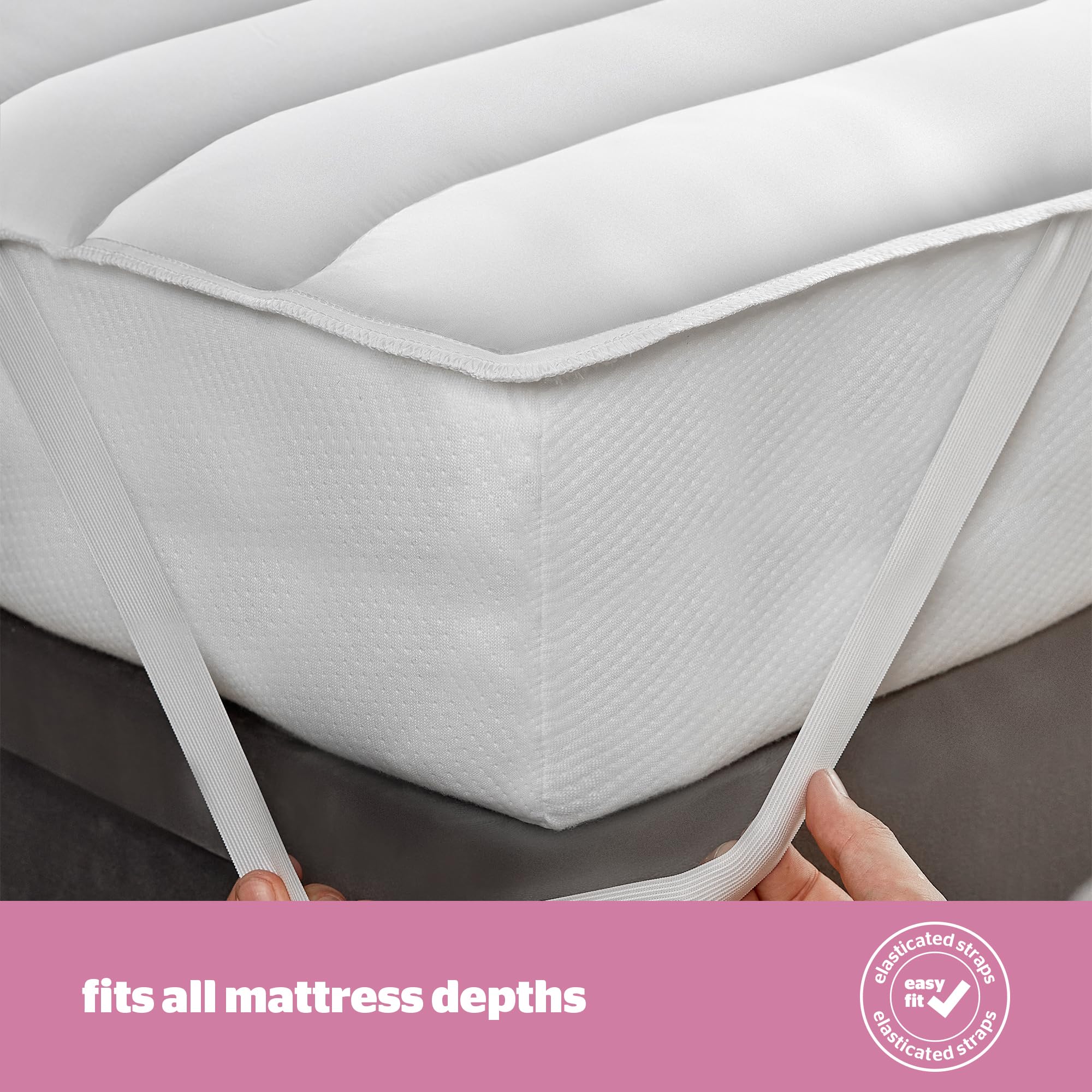Silentnight Quilted Polyester Mattress Protector - Single, White | Hypoallergenic & Machine Washable 3