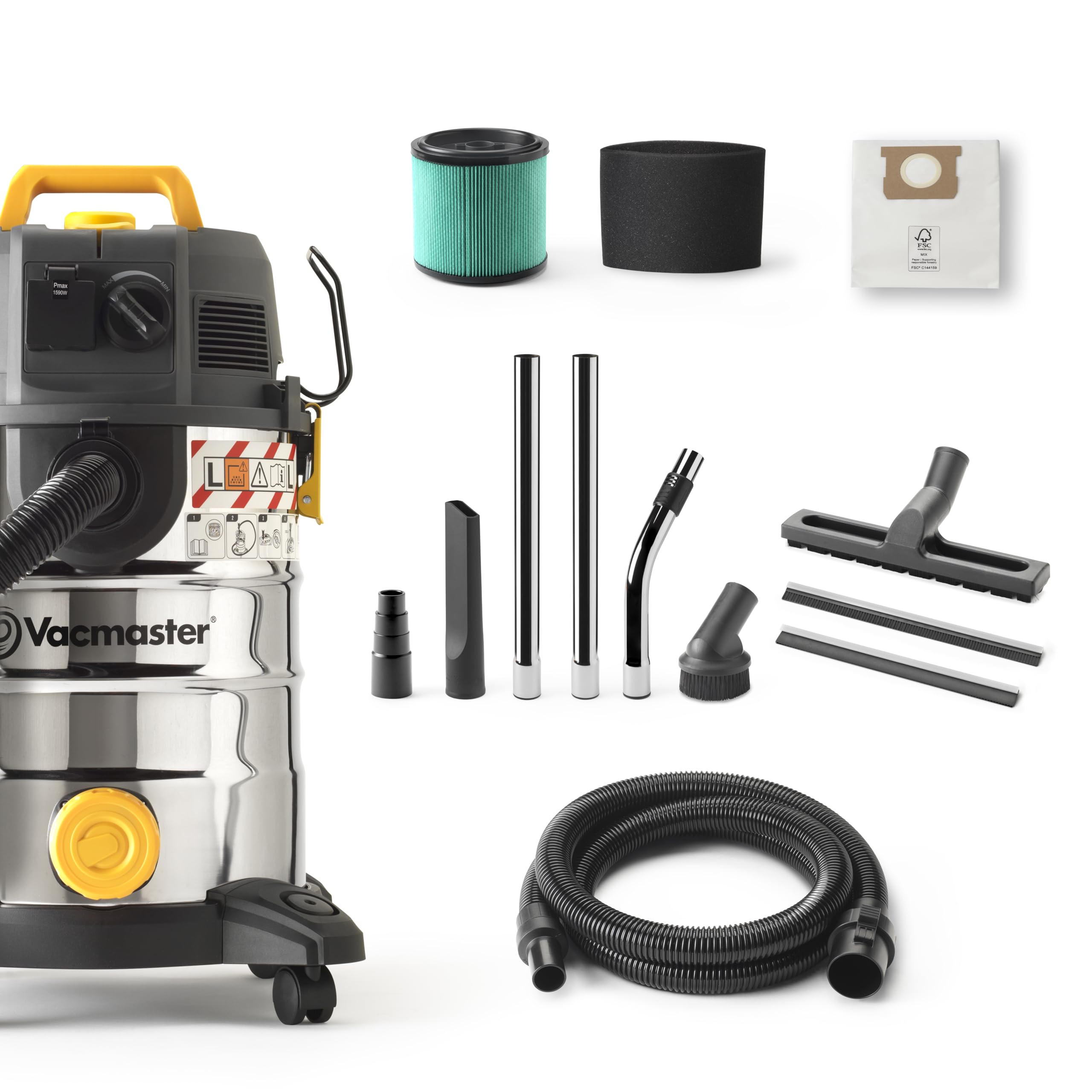 Vacmaster 30L Wet & Dry Vacuum Cleaner with Push Clean Filter | 1400W Motor | L Class Dust Extraction 9
